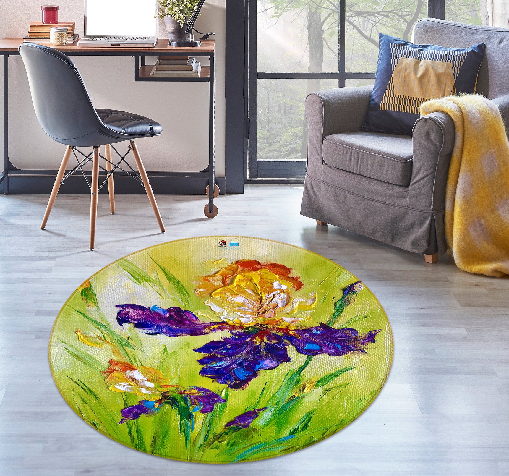 3D Beautiful Flower 751 Skromova Marina Rug Round Non Slip Rug Mat