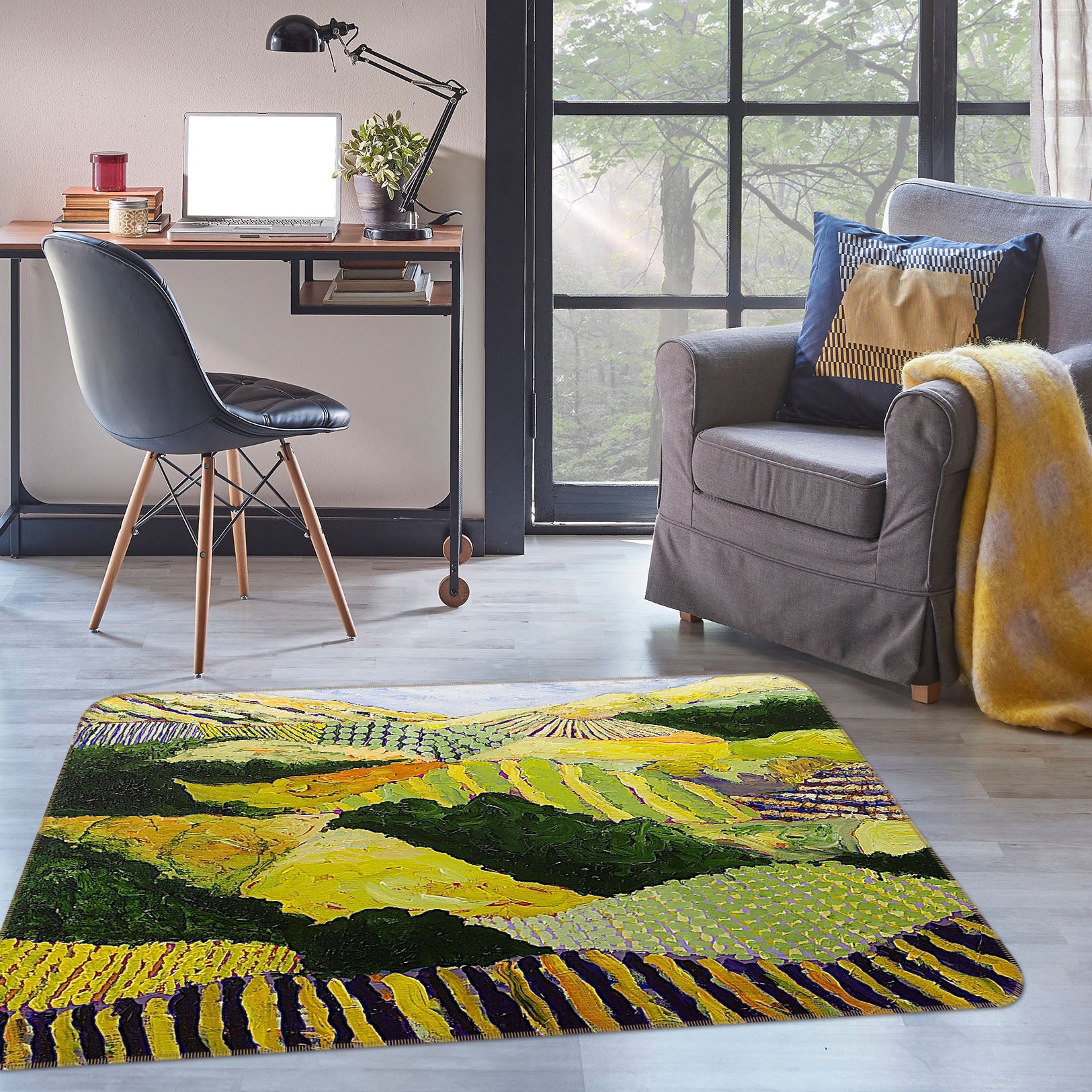 3D Delta Fields 1022 Allan P. Friedlander Rug Non Slip Rug Mat