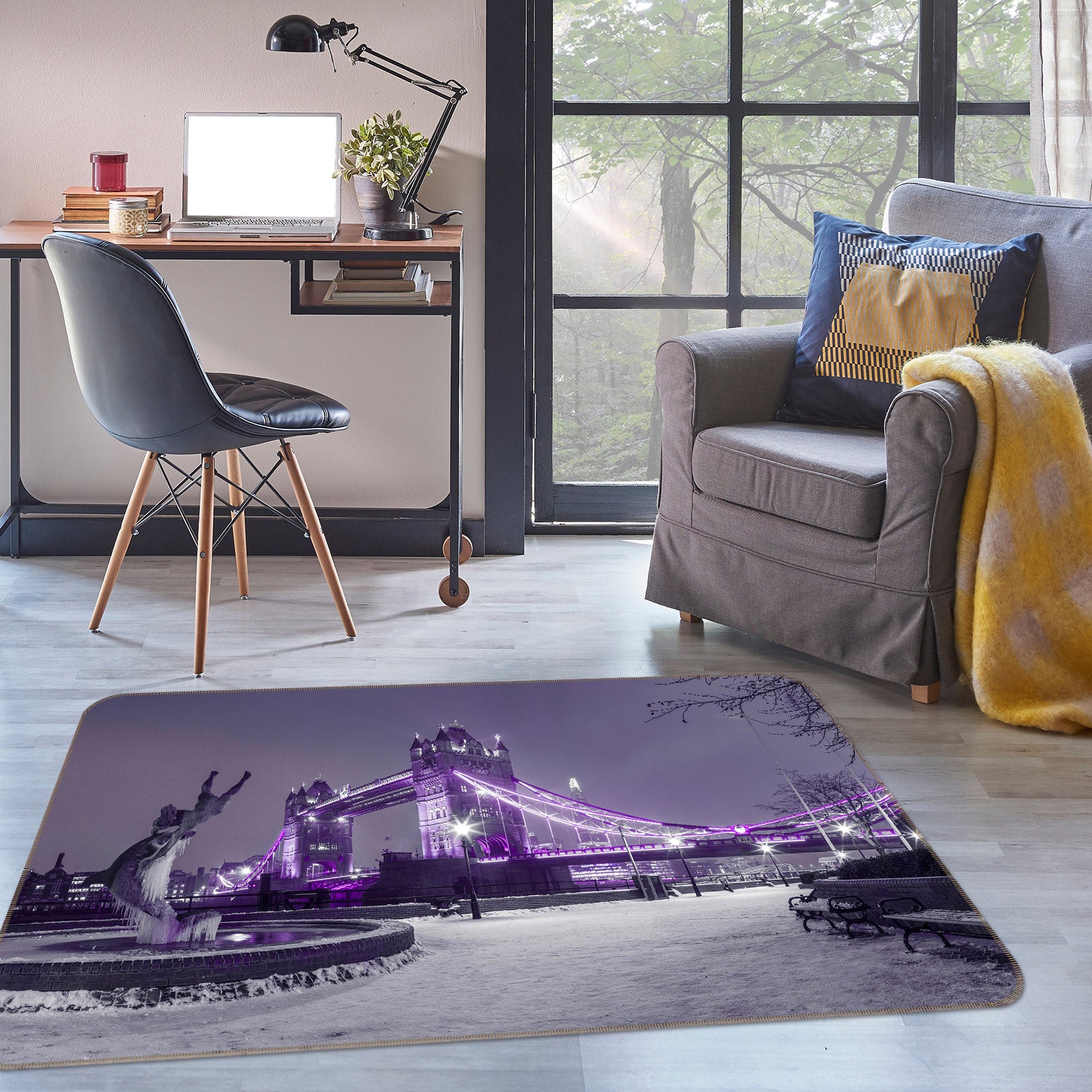 3D Purple Lights 3033 Assaf Frank Rug Non Slip Rug Mat