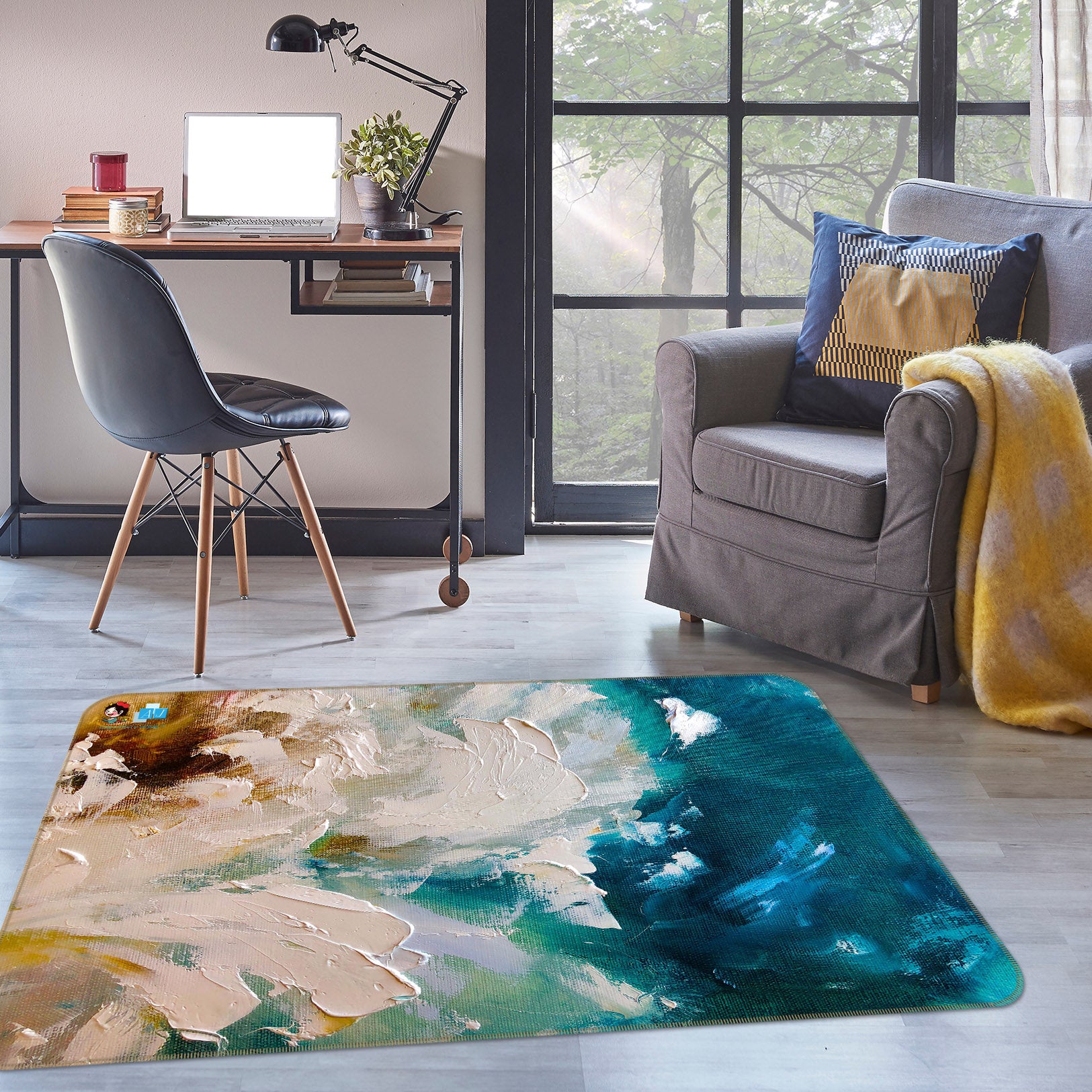 3D Blue Oil Painting 3844 Skromova Marina Rug Non Slip Rug Mat