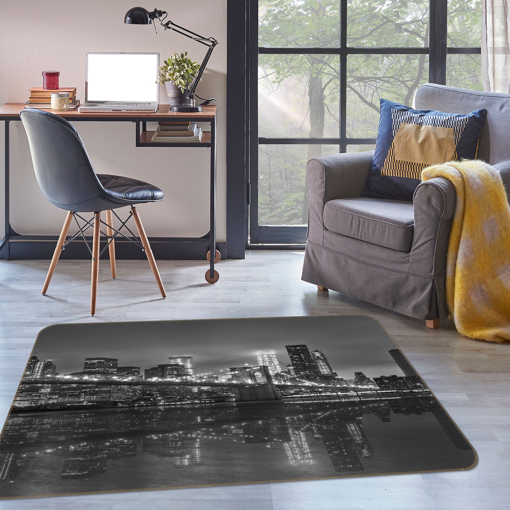 3D Grey City 1100 Marco Carmassi Rug Non Slip Rug Mat