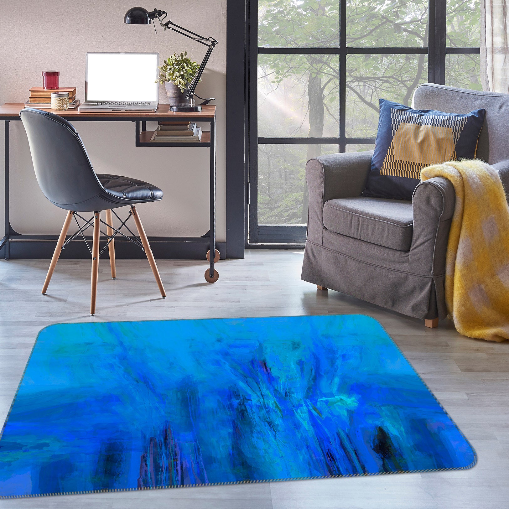 3D Blue Graffiti 1022 Michael Tienhaara Rug Non Slip Rug Mat