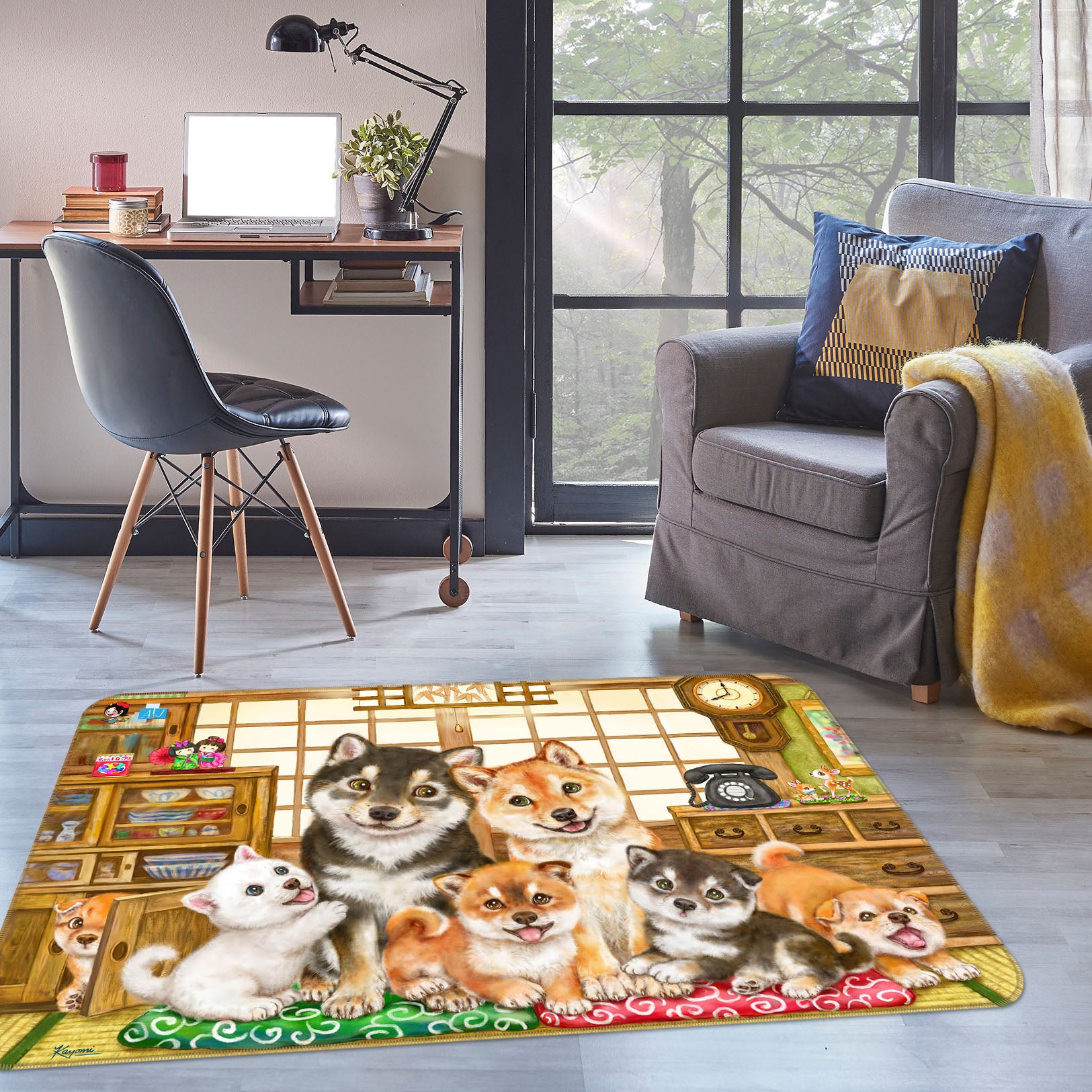 3D Cute Dog 5746 Kayomi Harai Rug Non Slip Rug Mat