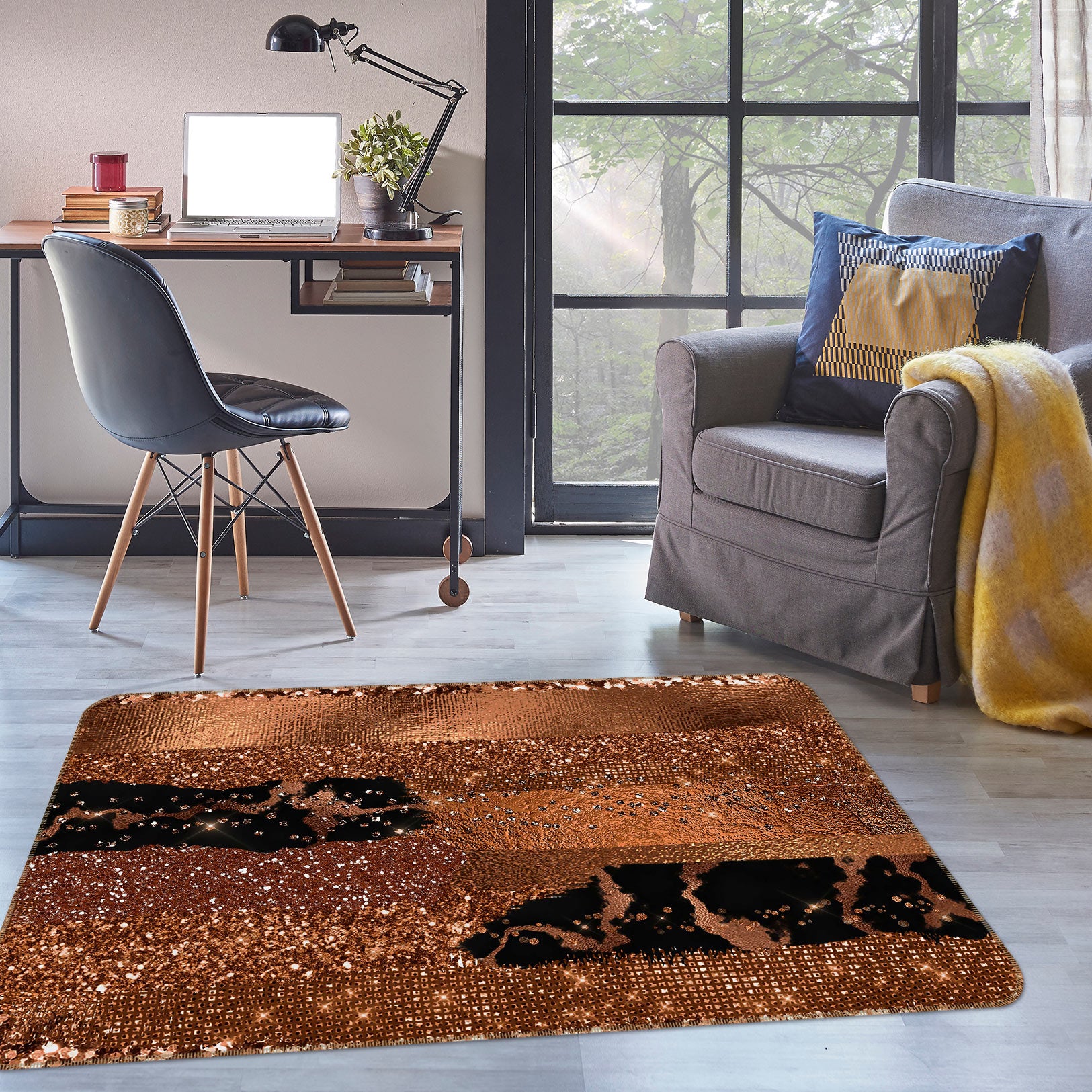 3D Brown Abstract 066 Uta Naumann Rug Non Slip Rug Mat