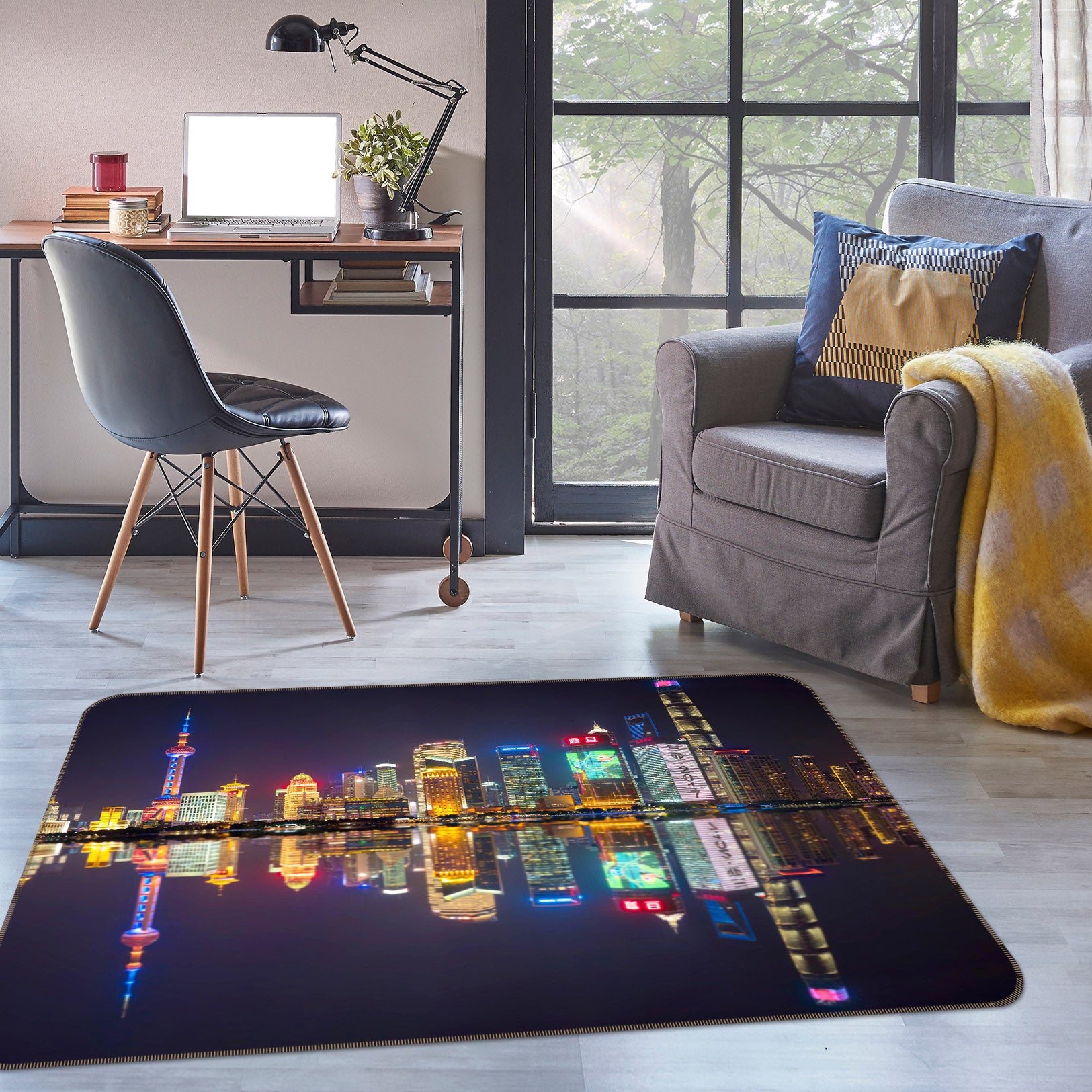 3D City Lights 1122 Marco Carmassi Rug Non Slip Rug Mat