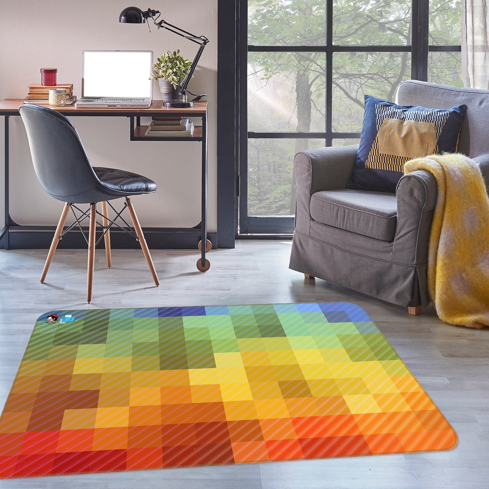 3D Color Mosaic 19152 Shandra Smith Rug Non Slip Rug Mat