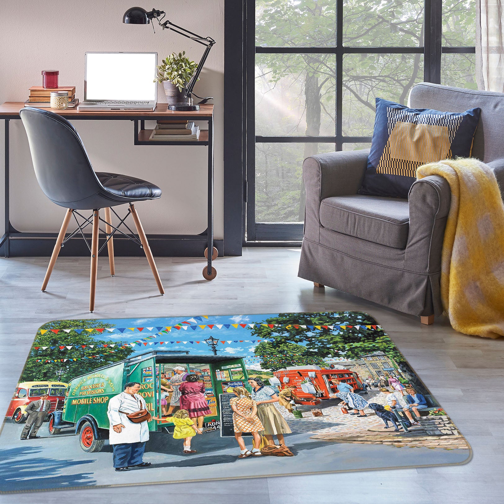 3D Lively City 1090 Trevor Mitchell Rug Non Slip Rug Mat