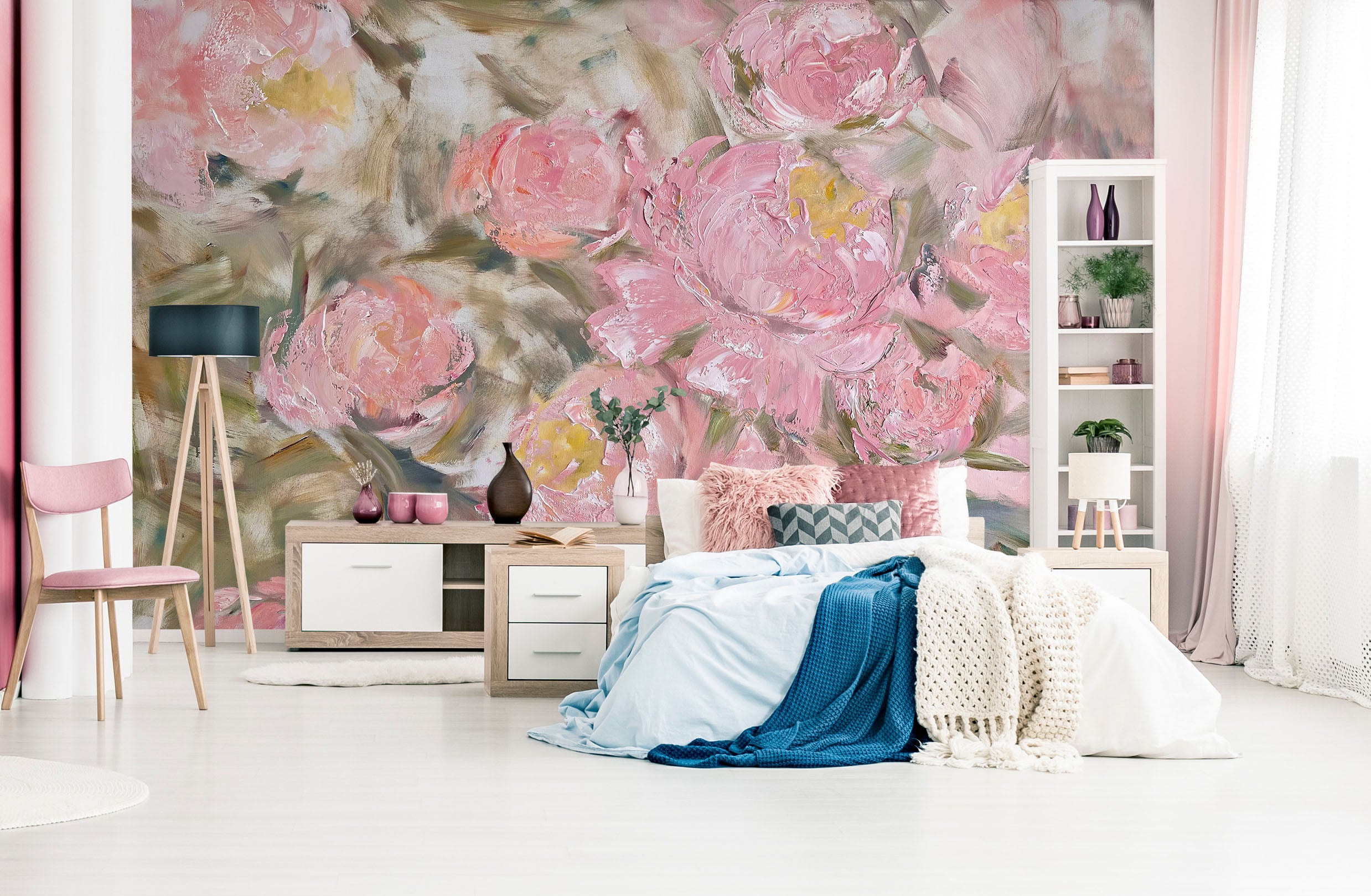 3D Painted Pink Flowers 3102 Skromova Marina Wall Mural Wall Murals