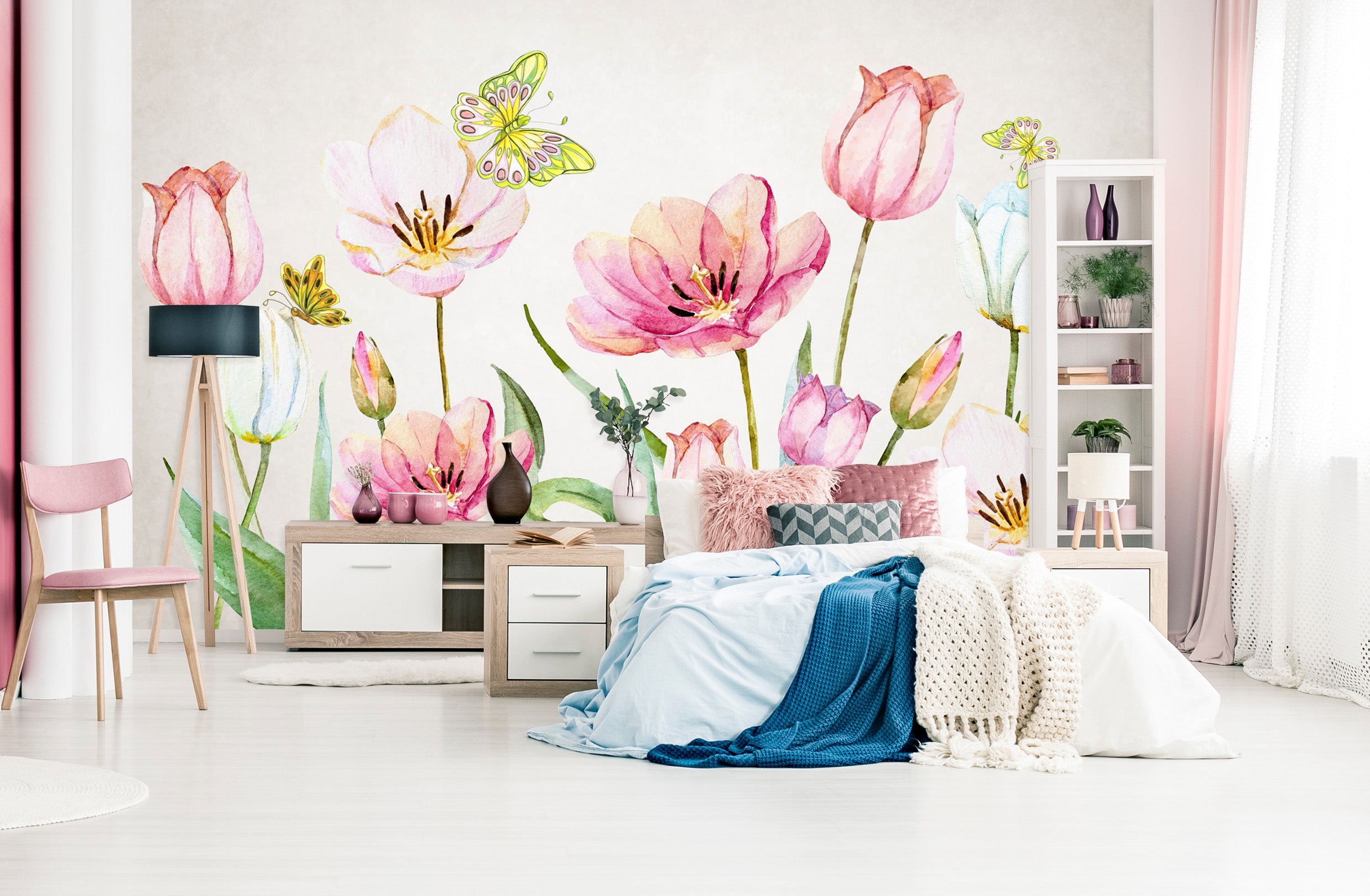 3D Pink Flowers 1616 Wall Murals