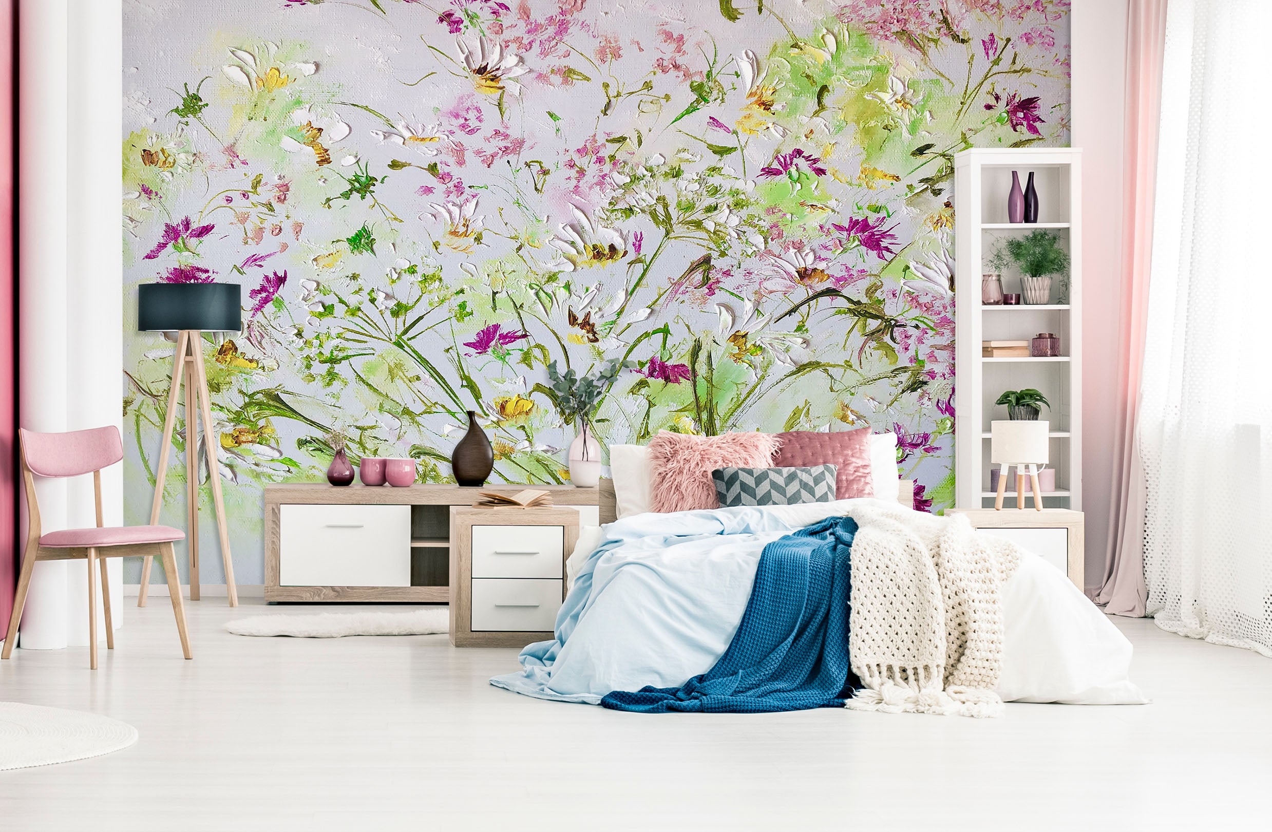 3D Watercolor Pink Flowers 201 Skromova Marina Wall Mural Wall Murals