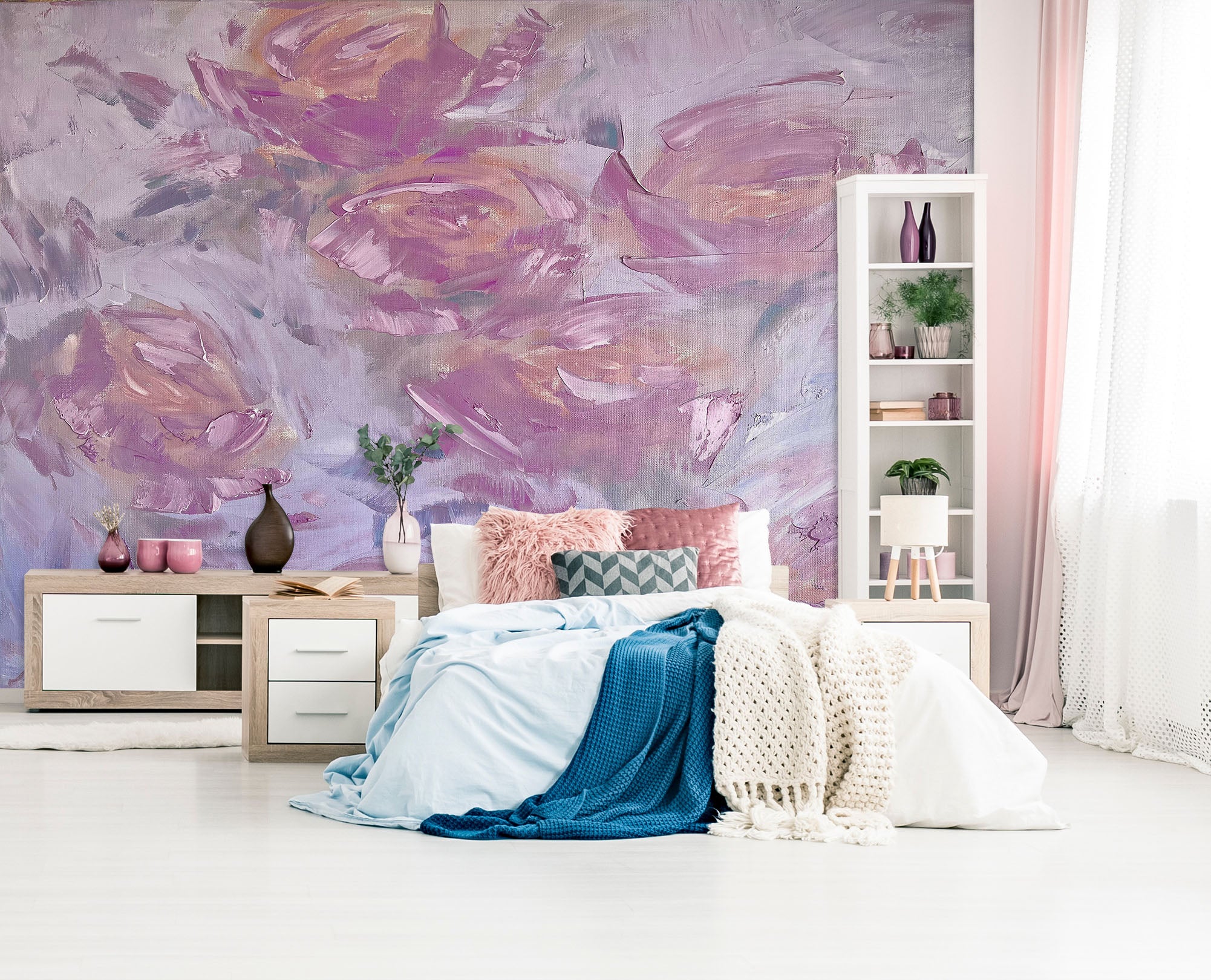 3D Painted Pink Roses 2622 Skromova Marina Wall Mural Wall Murals