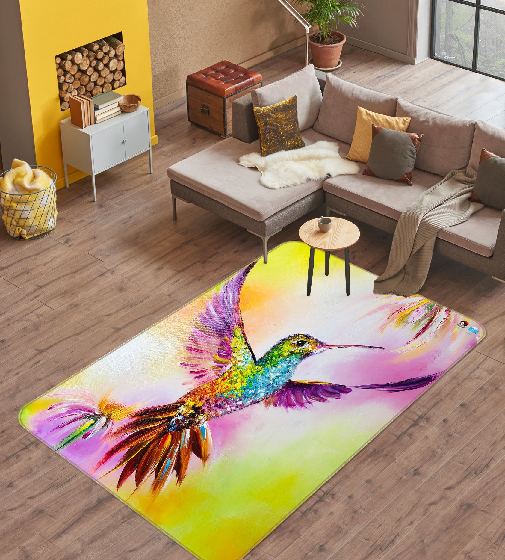 3D Colorful Hummingbird 1216 Skromova Marina Rug Non Slip Rug Mat