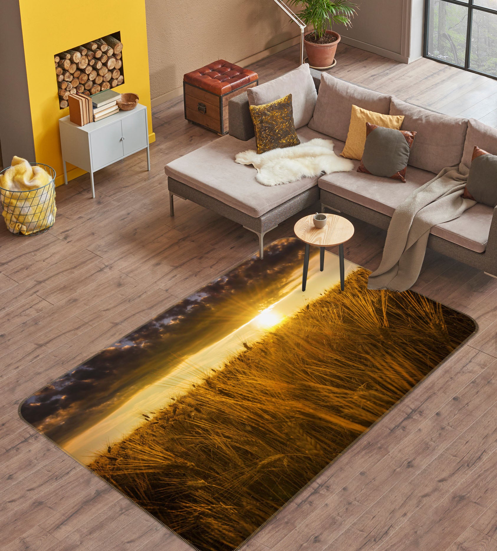 3D Sunset Steppe 1091 Marco Carmassi Rug Non Slip Rug Mat