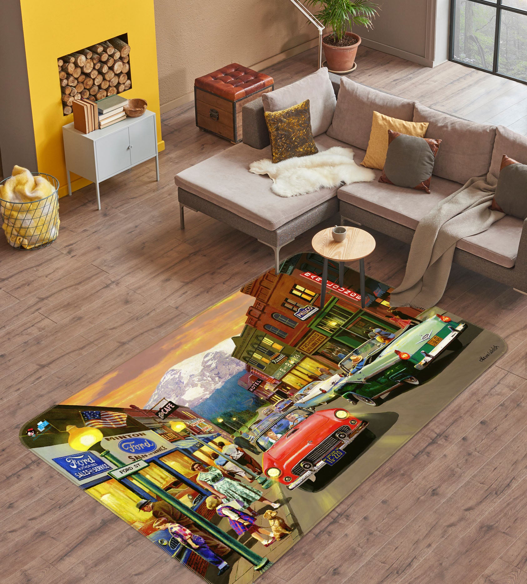 3D Street Shopping 026 Kevin Walsh Rug Non Slip Rug Mat