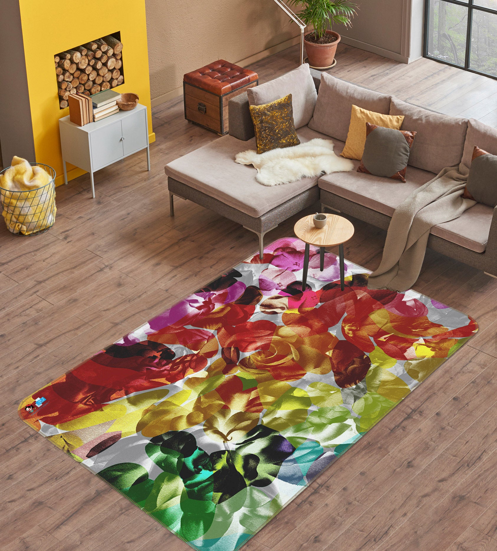 3D Colored Flowers 19150 Shandra Smith Rug Non Slip Rug Mat