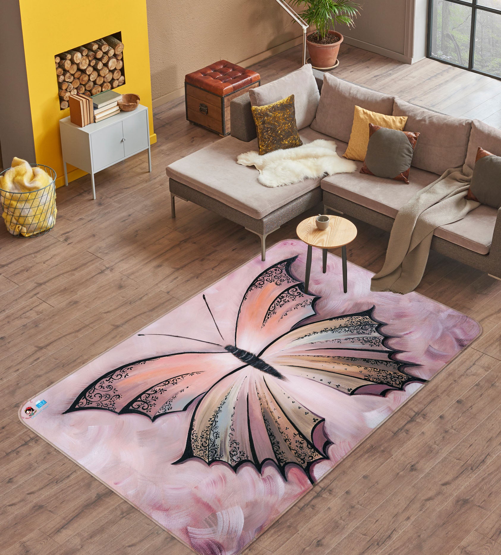 3D Butterfly Pattern 1244 Skromova Marina Rug Non Slip Rug Mat