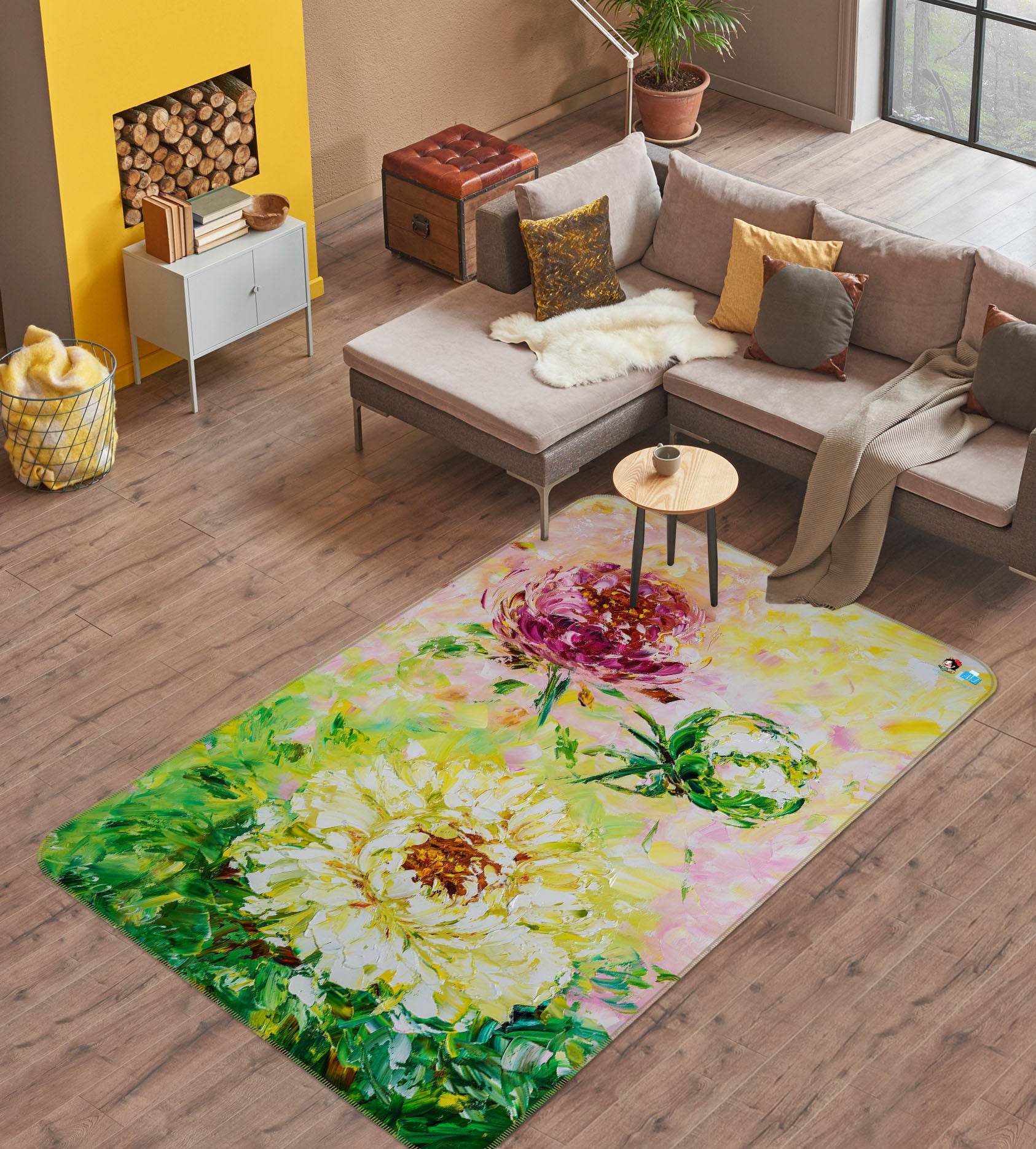 3D Painted Chrysanthemum 1289 Skromova Marina Rug Non Slip Rug Mat