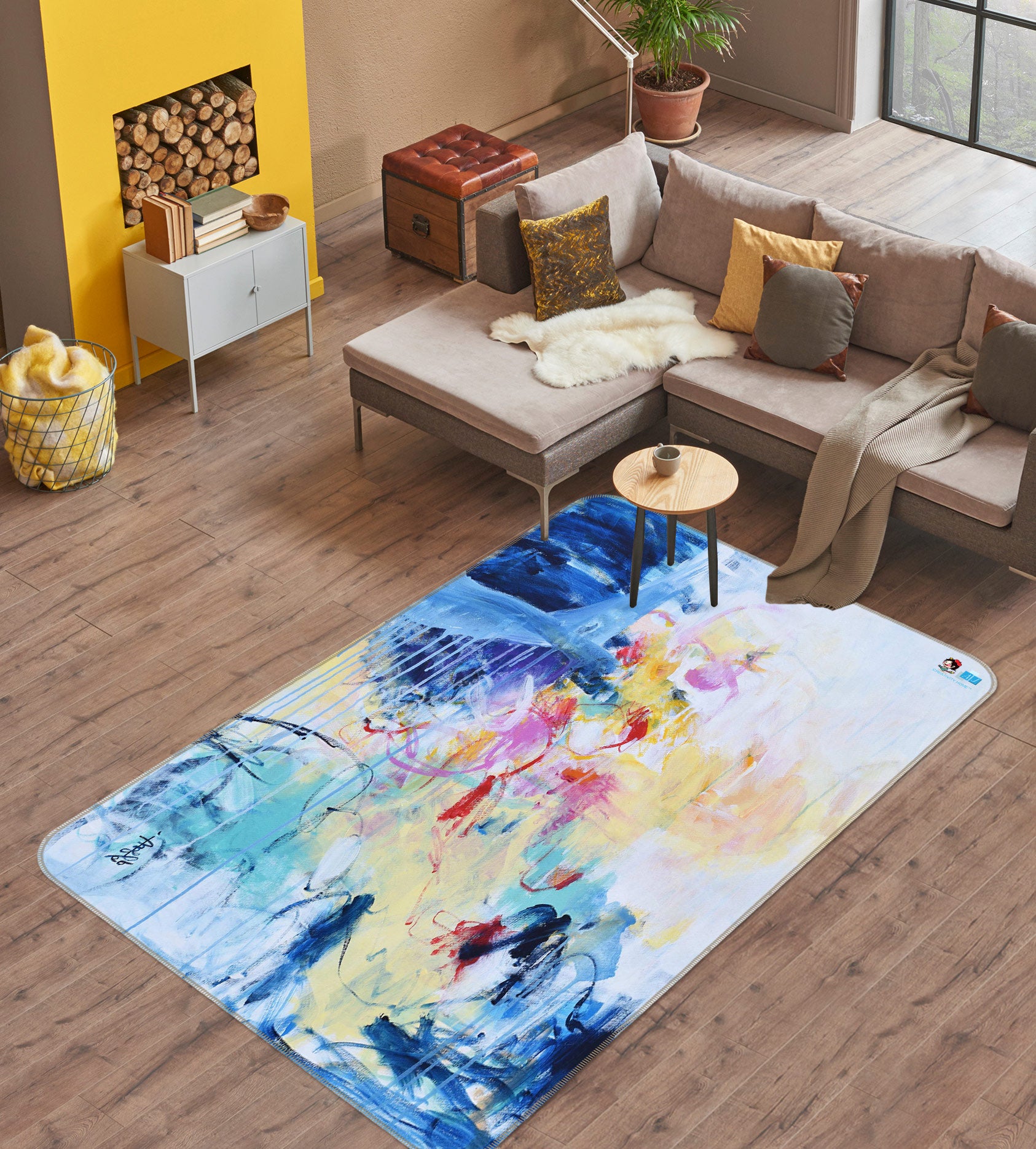 3D Color Ink Pattern 123134 Misako Chida Rug Non Slip Rug Mat