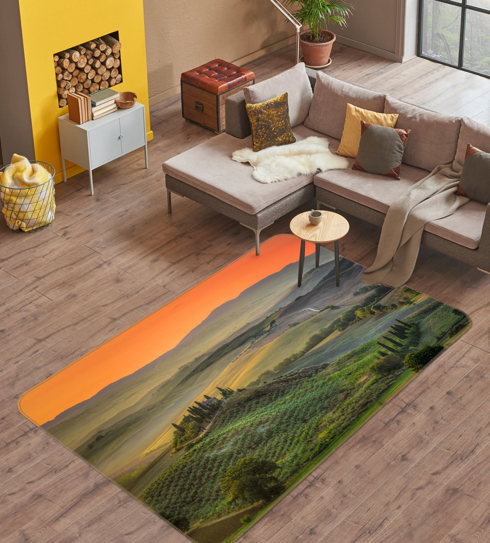 3D Sunset Forest 1097 Marco Carmassi Rug Non Slip Rug Mat