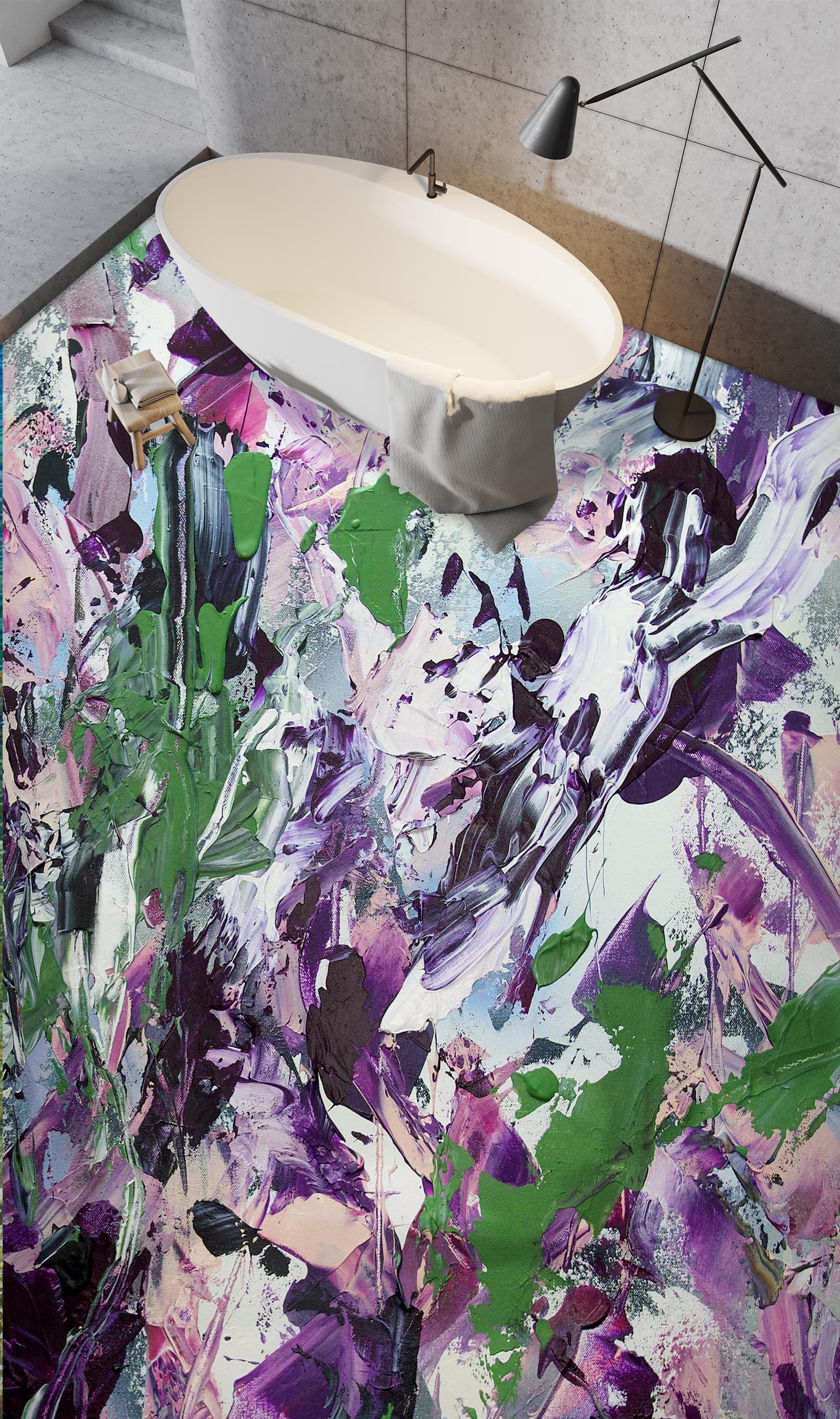 3D Green Purple Paint Pattern 96111 Allan P. Friedlander Floor Mural  Wallpaper Murals Self-Adhesive Removable Print Epoxy