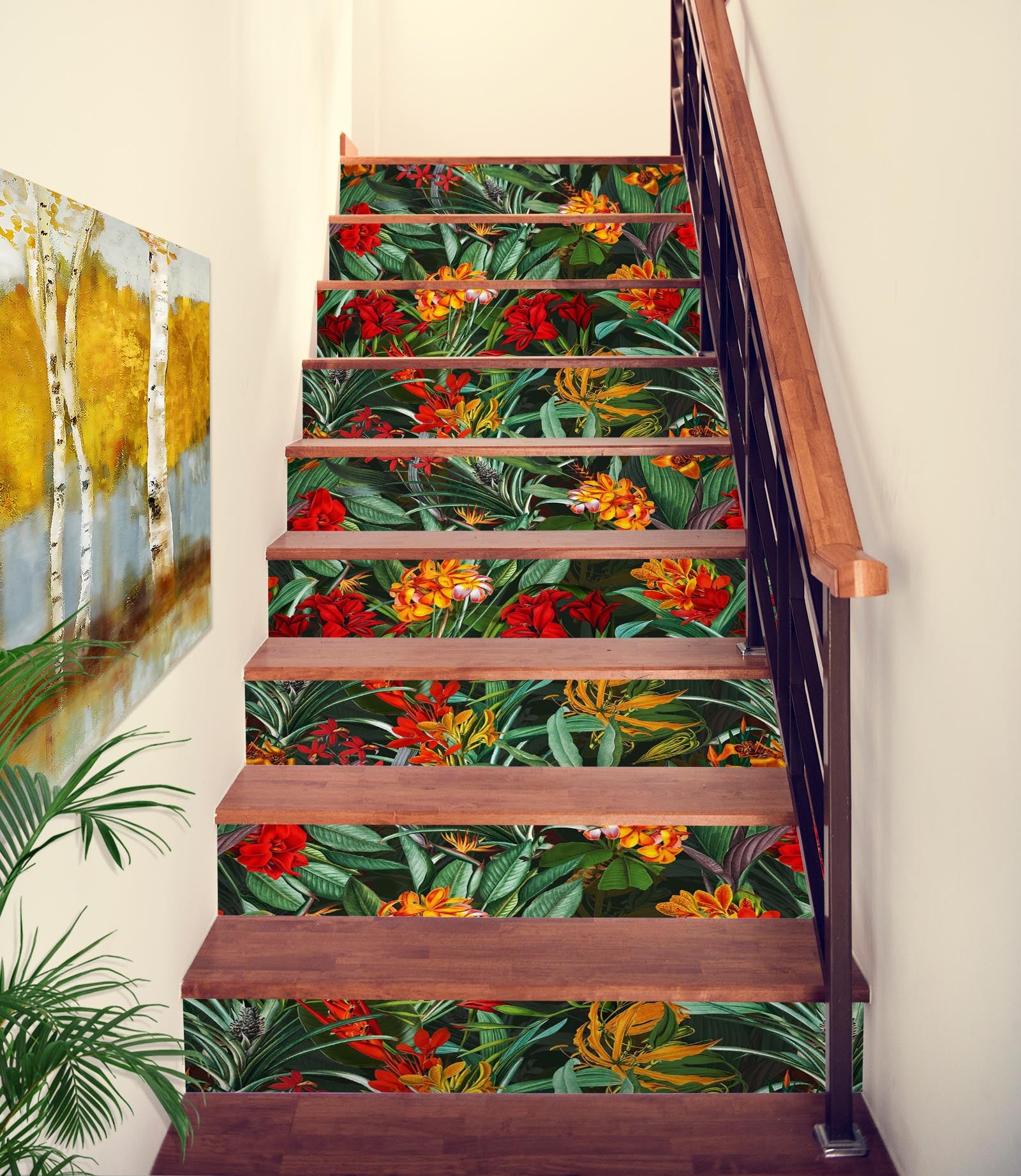 3D Red Flowers Grove 103220 Uta Naumann Stair Risers