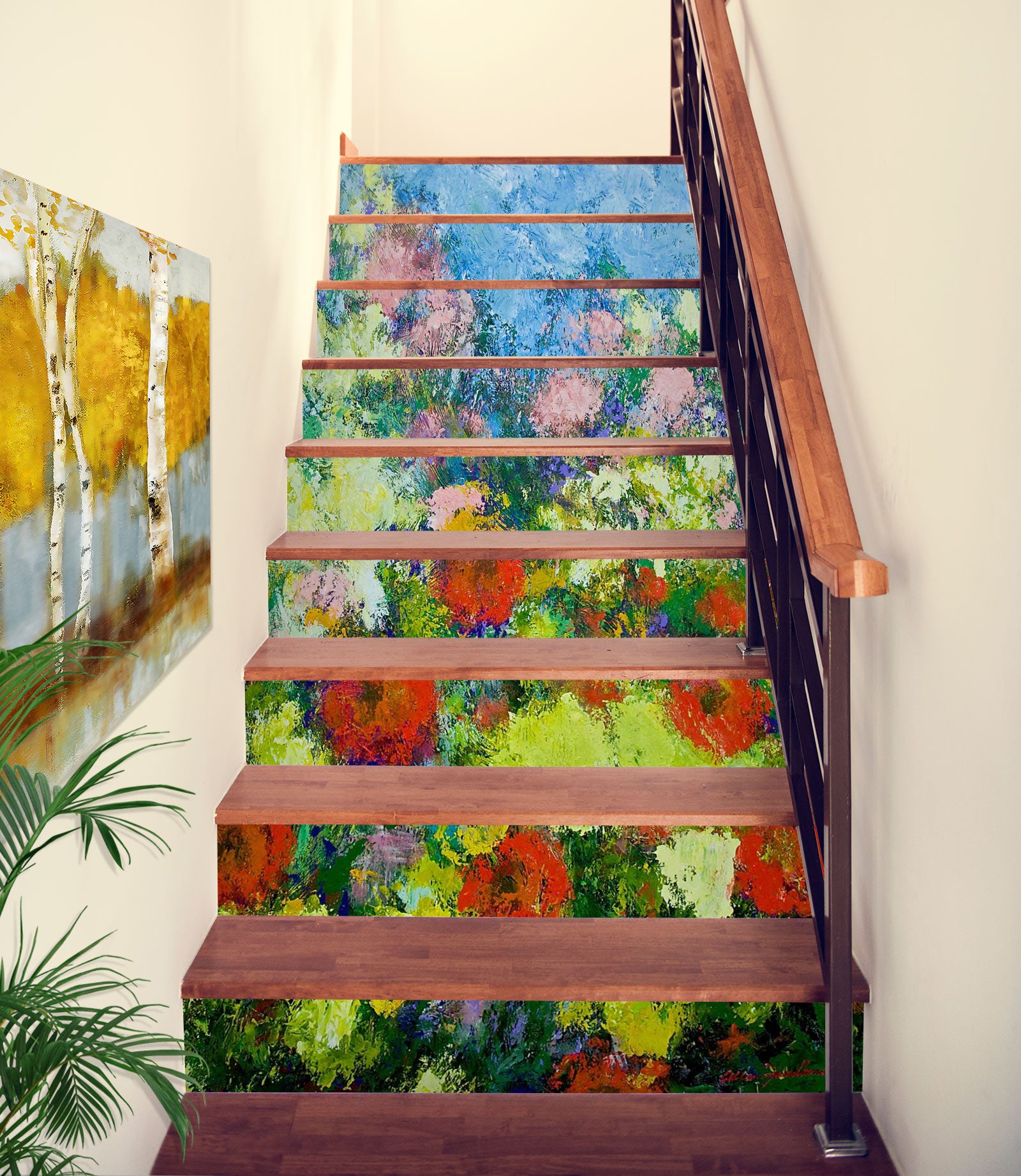 3D Oil Painting Flowers 9012 Allan P. Friedlander Stair Risers