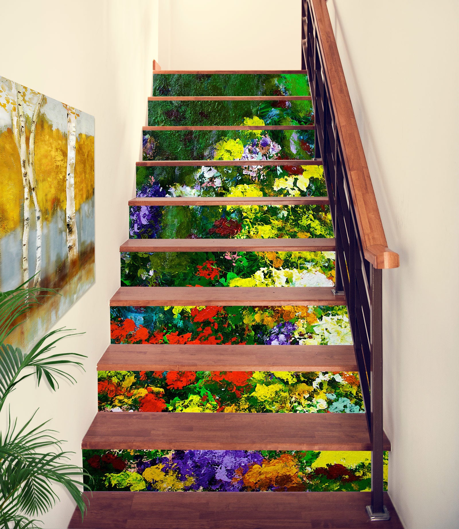 3D Colorful Flowers Pattern 9022 Allan P. Friedlander Stair Risers