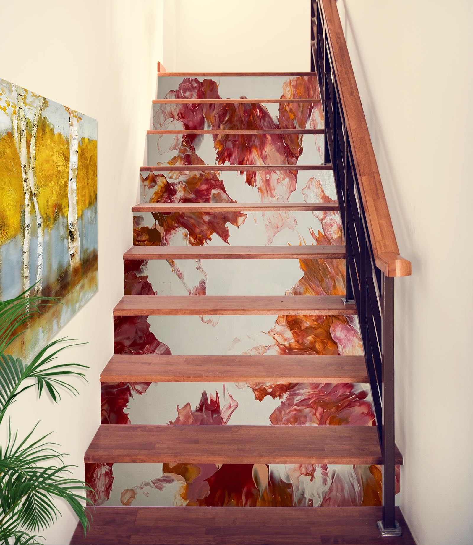 3D Red Water Paint Texture 90188 Valerie Latrice Stair Risers