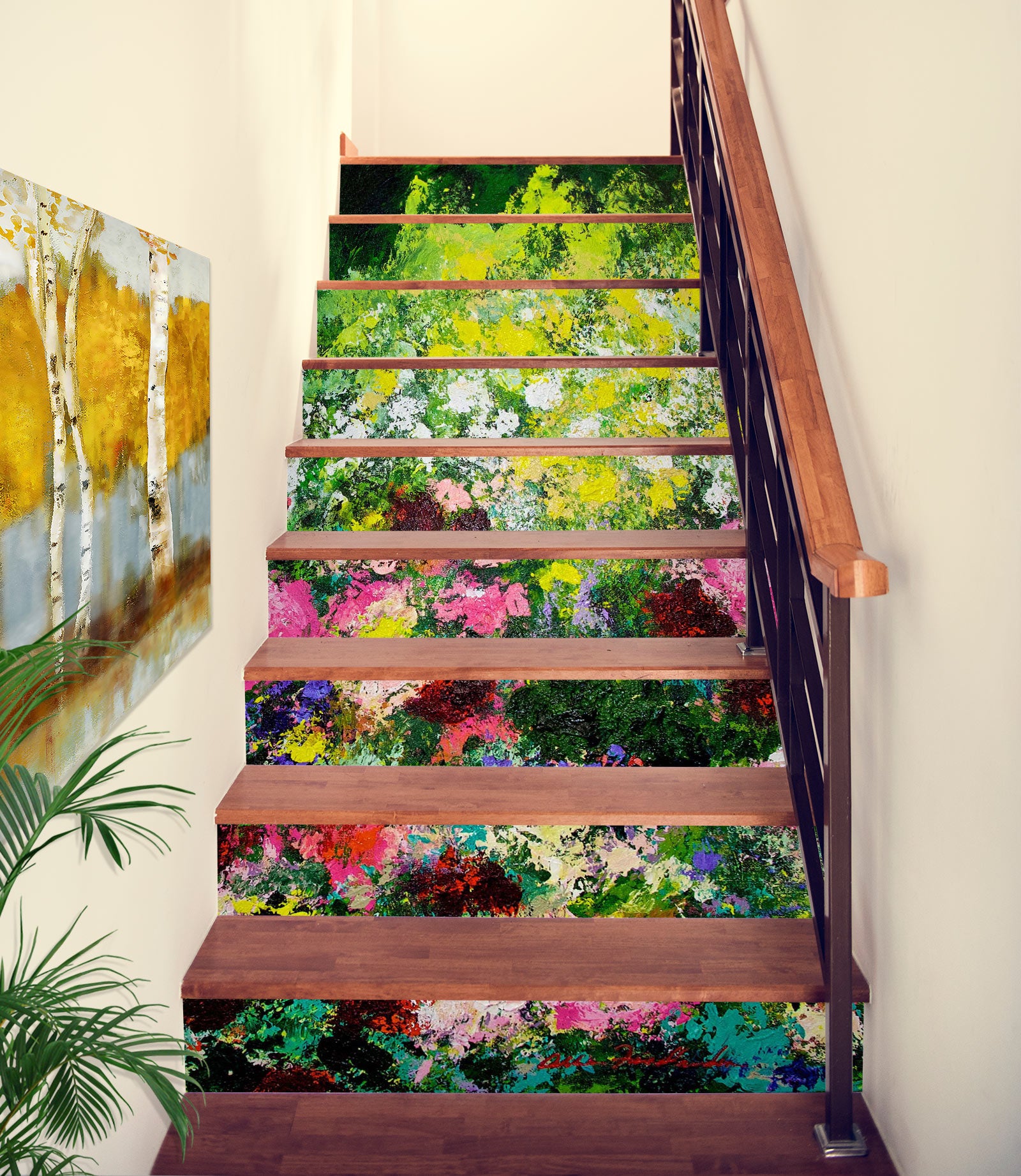 3D Sunlight Grass Flower Bush 9019 Allan P. Friedlander Stair Risers