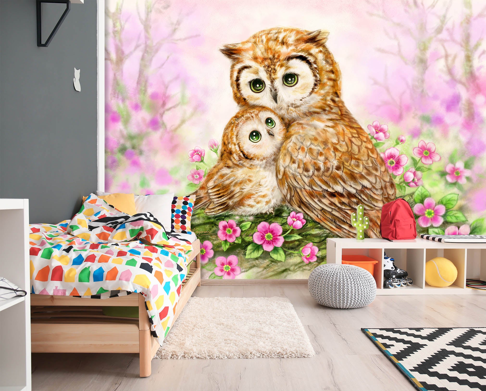 3D Cartoon Owl 5535 Kayomi Harai Wall Mural Wall Murals