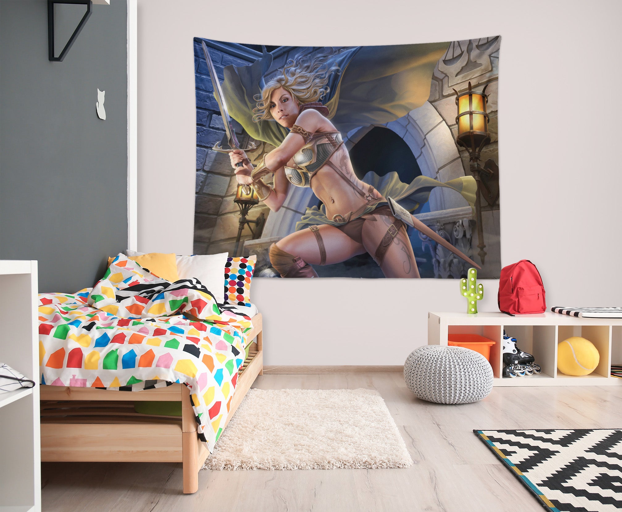 3D Female Warrior 121215 Tom Wood Tapestry Hanging Cloth Hang