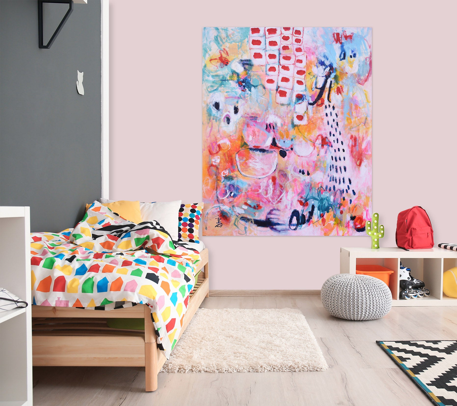 3D Red Painting 1703 Misako Chida Wall Sticker