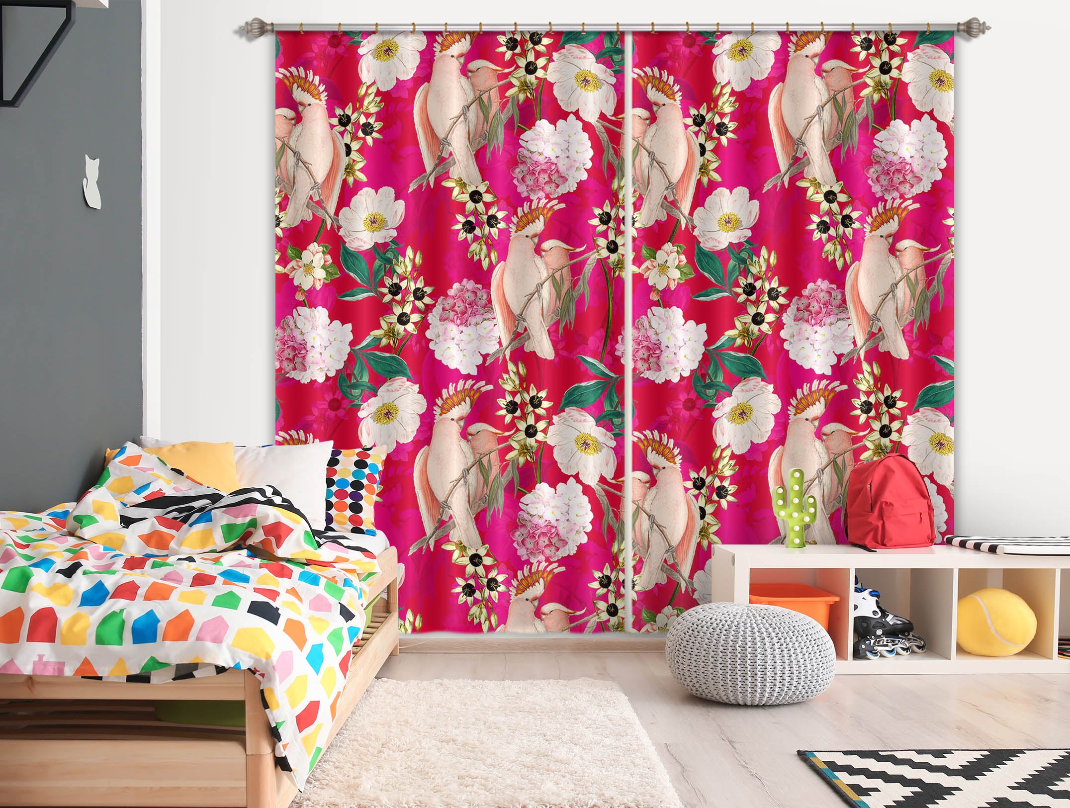 3D Pink Flowers 131 Uta Naumann Curtain Curtains Drapes