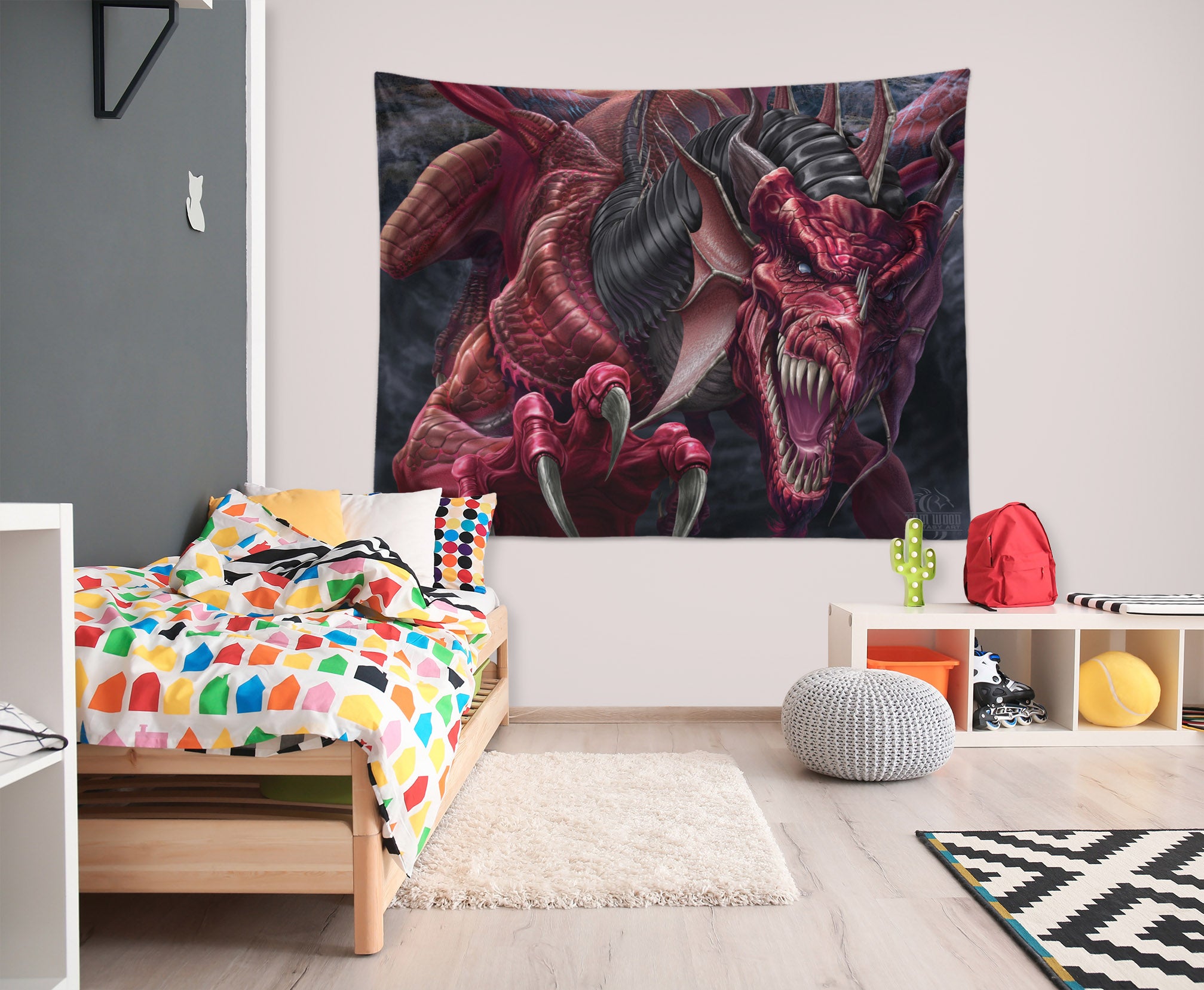 3D Red Dragon 121198 Tom Wood Tapestry Hanging Cloth Hang