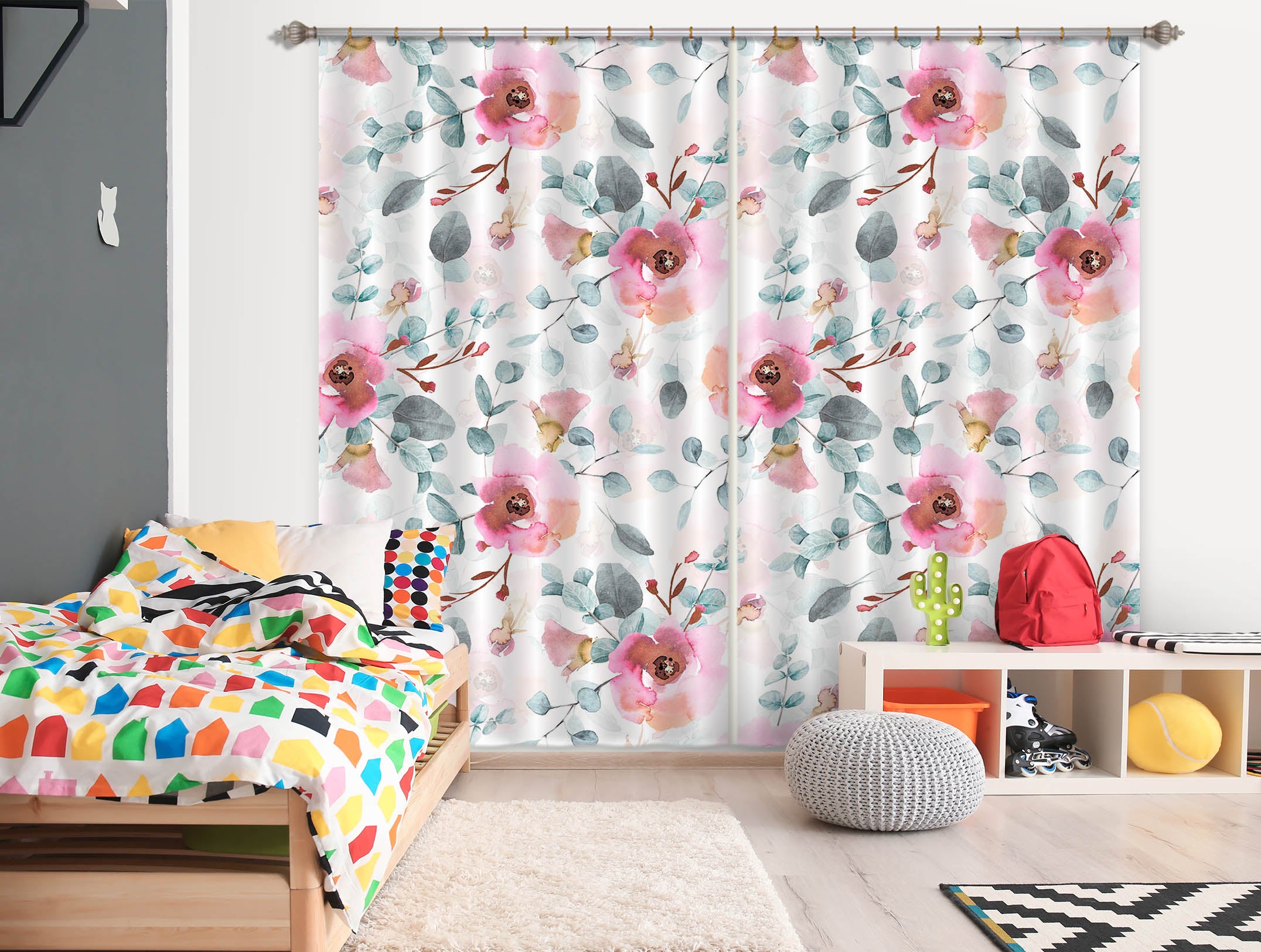 3D Red Flower 252 Uta Naumann Curtain Curtains Drapes