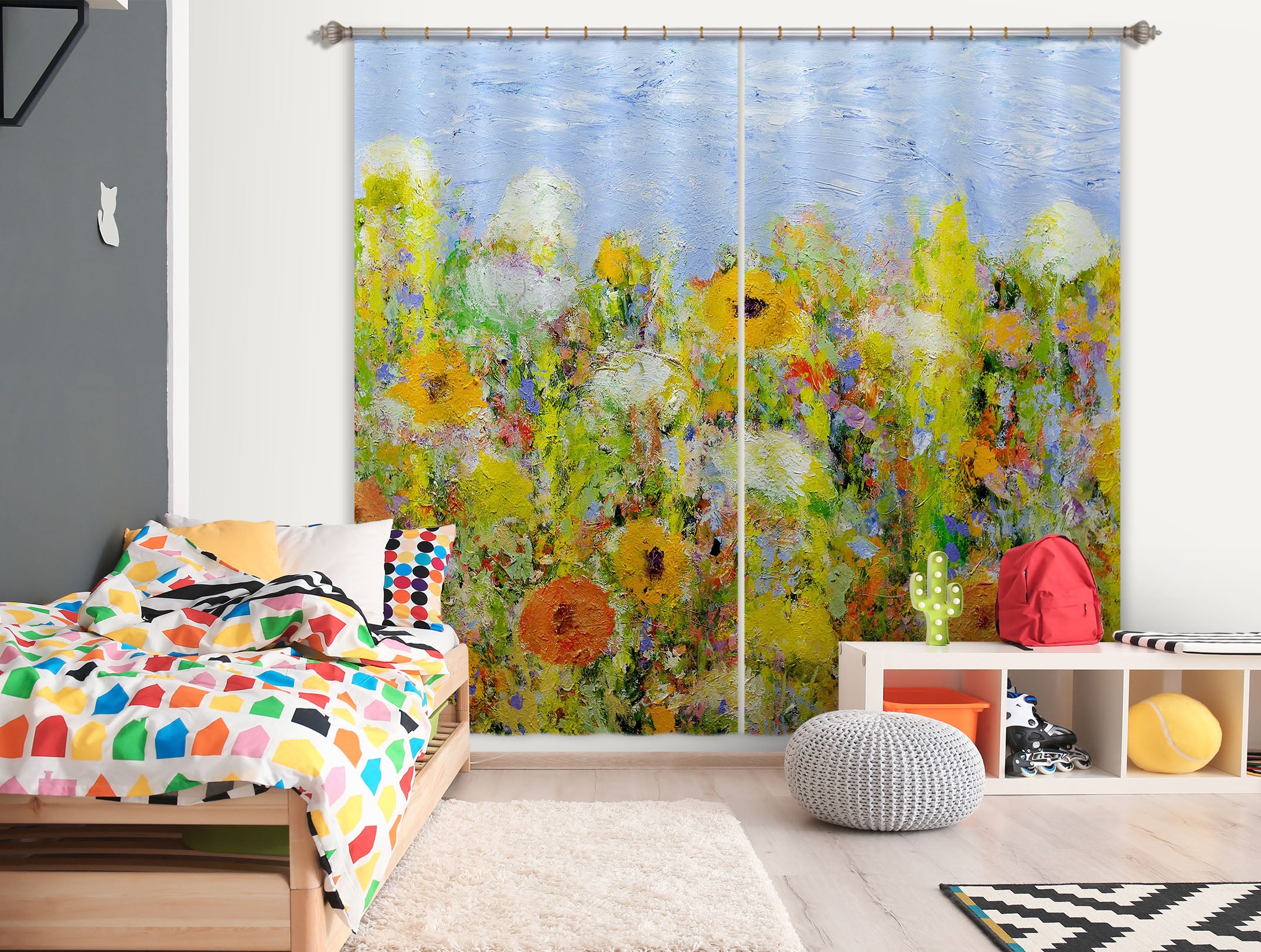 3D Colored Flowers 271 Allan P. Friedlander Curtain Curtains Drapes