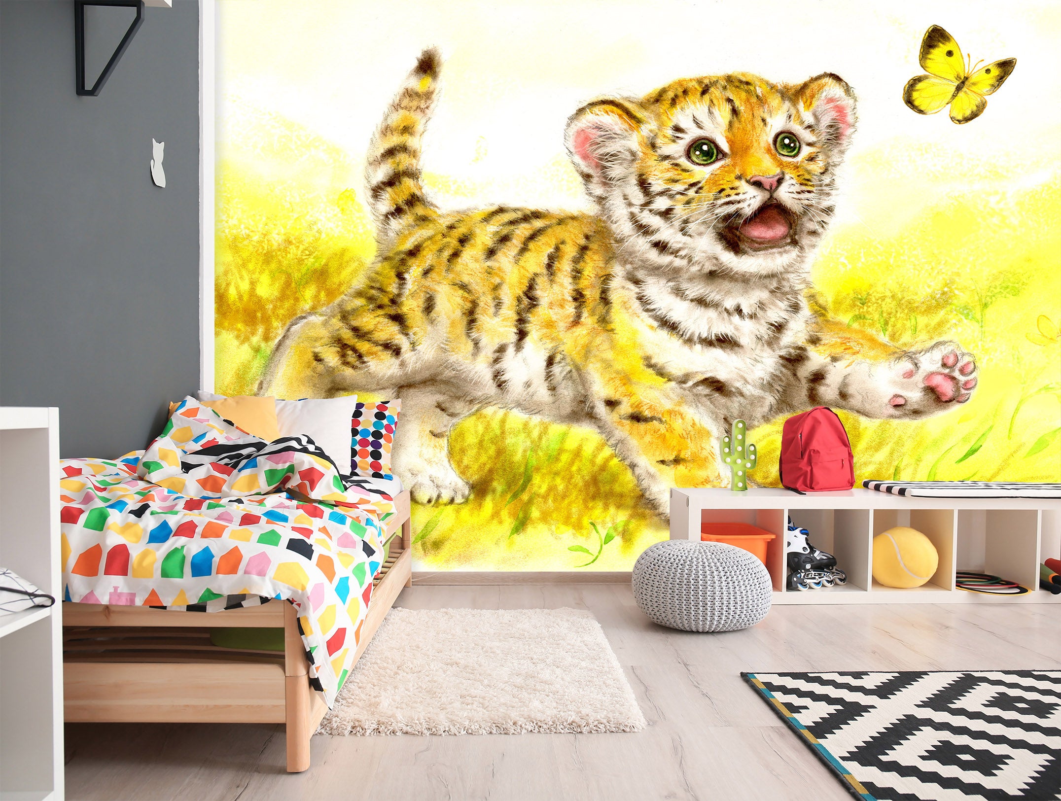 3D Tiger Baby Butterfly 5403 Kayomi Harai Wall Mural Wall Murals