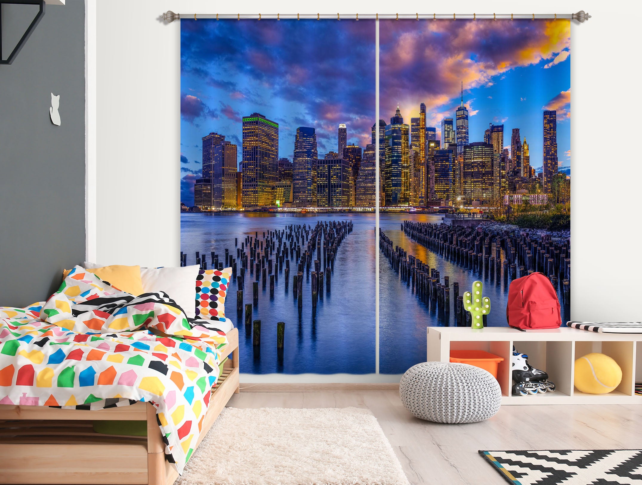 3D City River 143 Marco Carmassi Curtain Curtains Drapes