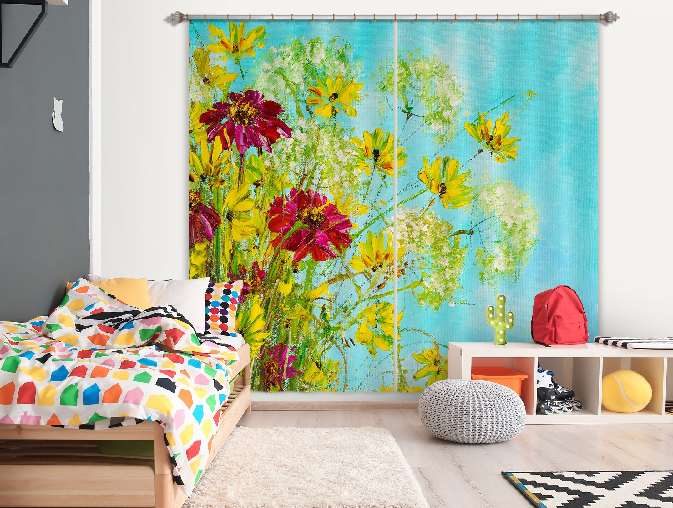 3D Yellow Flower 2330 Skromova Marina Curtain Curtains Drapes