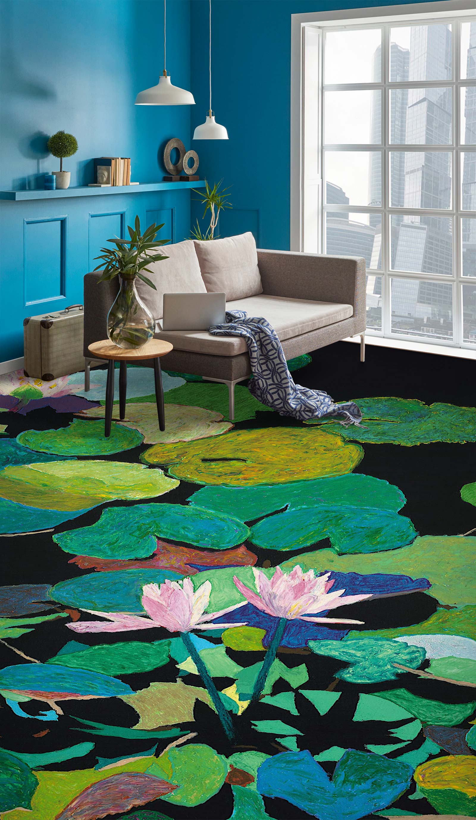 3D Lotus Pond 96114 Allan P. Friedlander Floor Mural  Wallpaper Murals Self-Adhesive Removable Print Epoxy