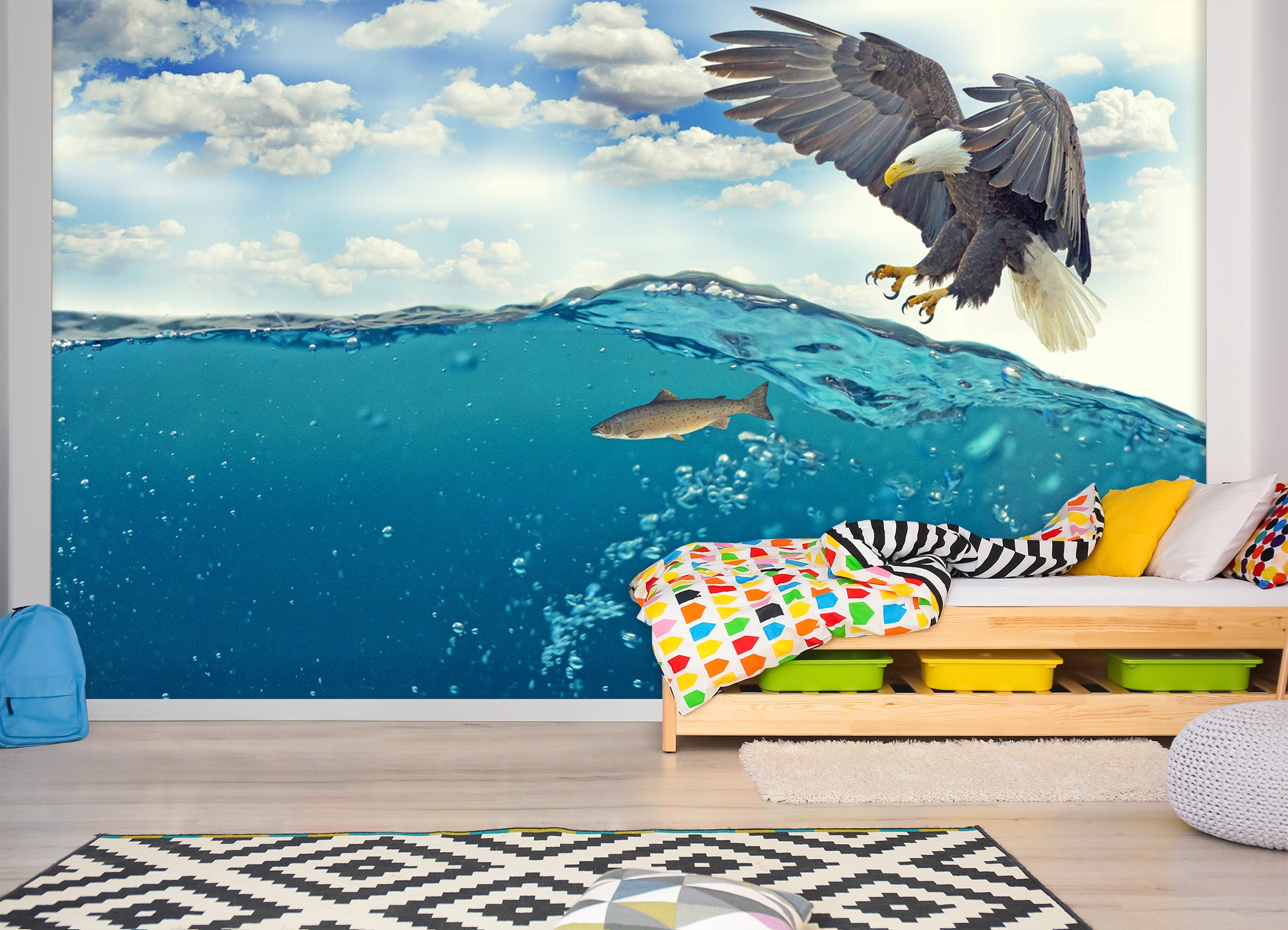 3D Eagle Sea Fish 274 Wall Murals