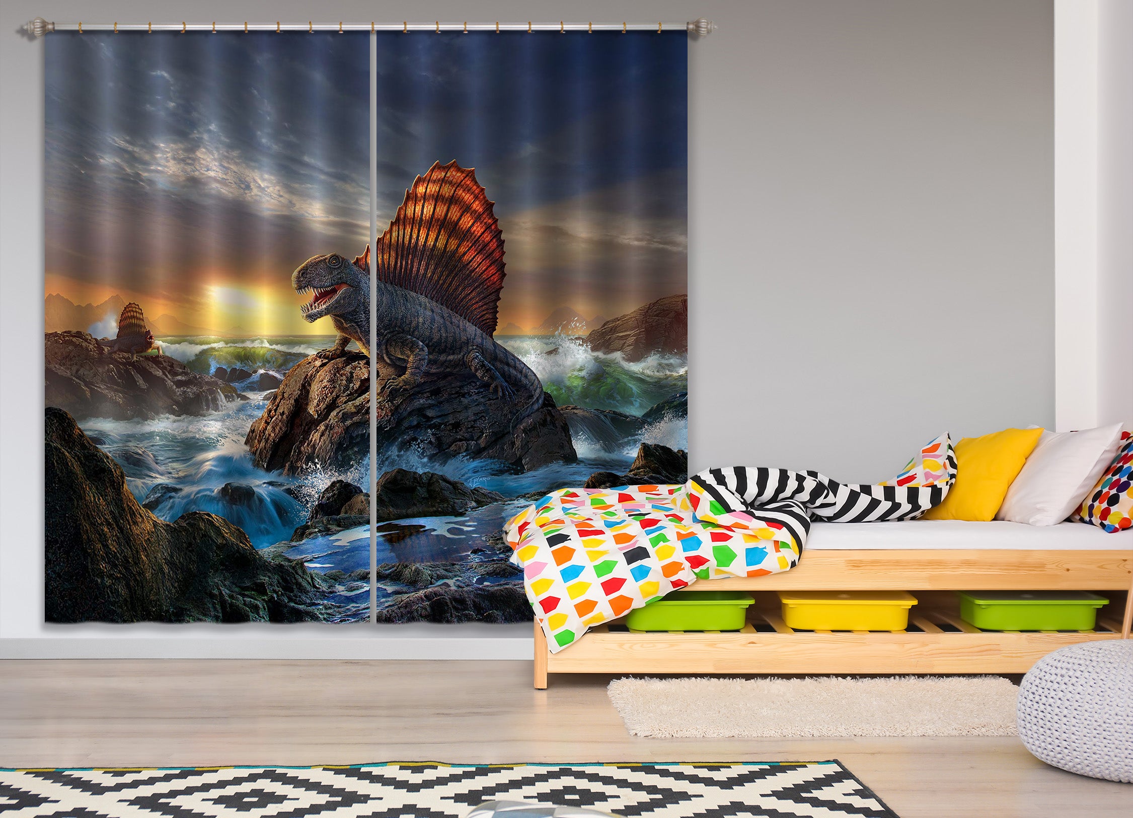 3D Giant Tsunami 058 Jerry LoFaro Curtain Curtains Drapes