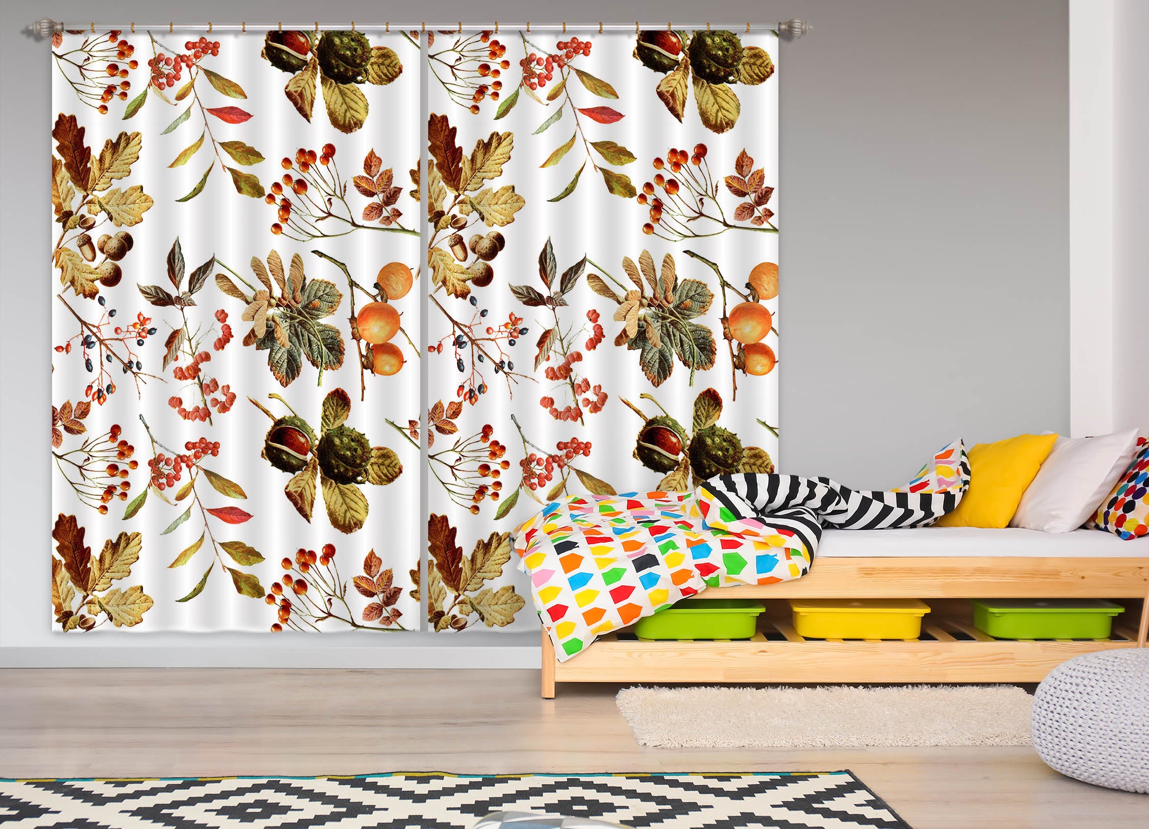 3D Fruit Leaves 263 Uta Naumann Curtain Curtains Drapes