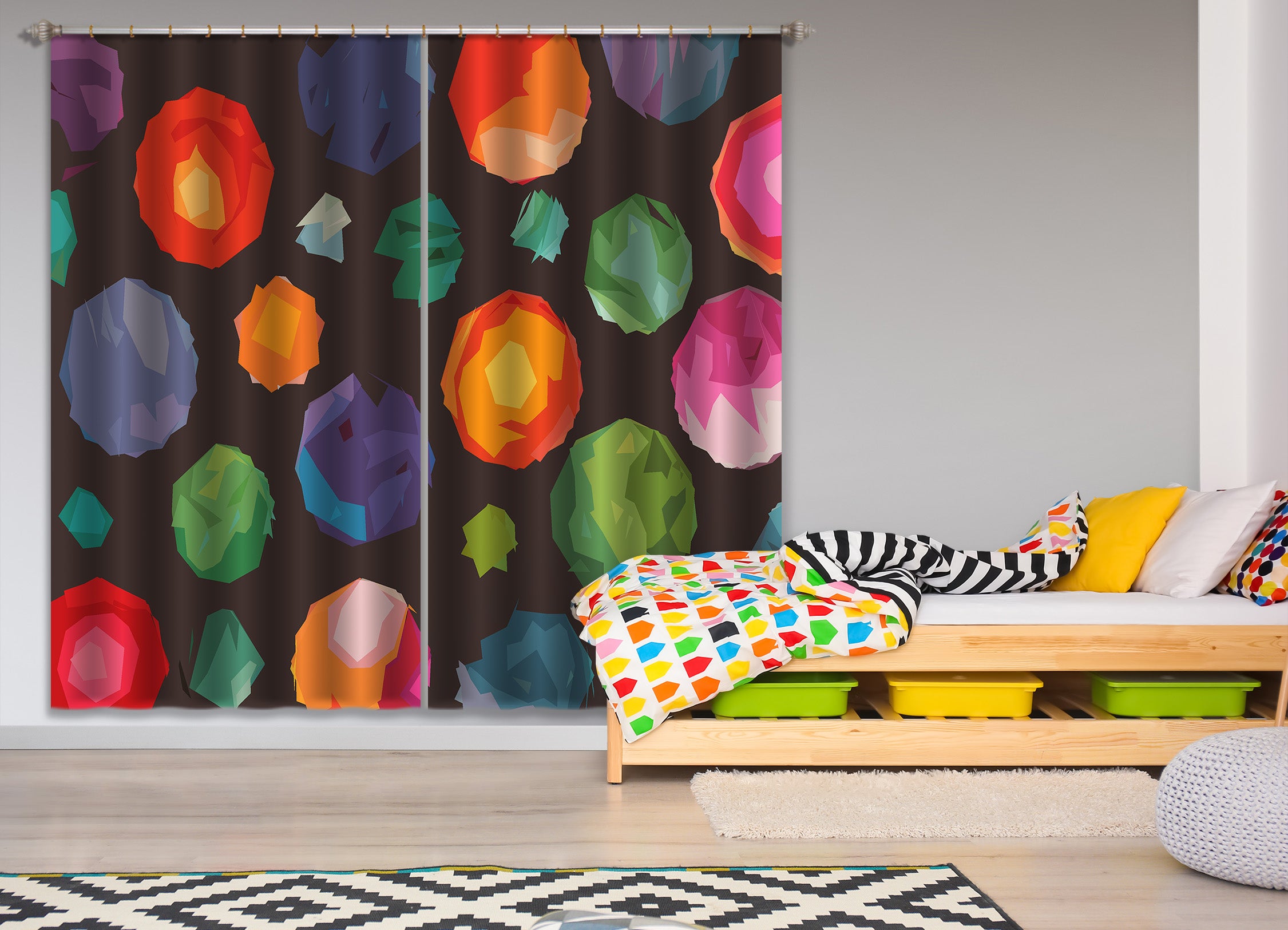 3D Colorful Balloons 041 Shandra Smith Curtain Curtains Drapes