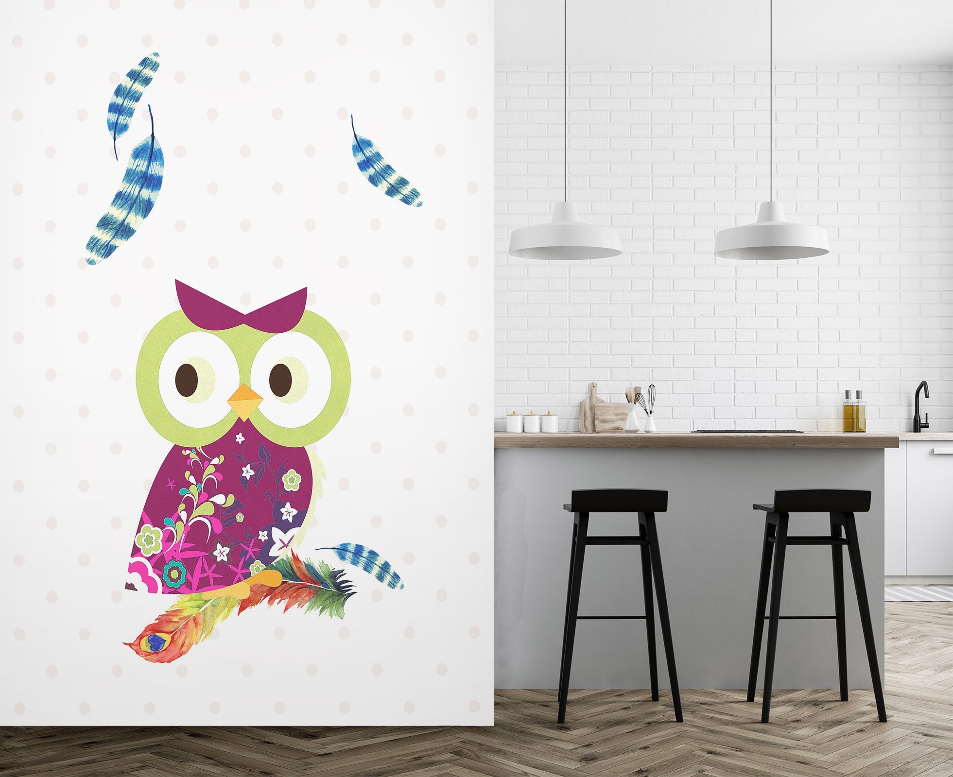 3D Playful Parrot 054 Wall Murals