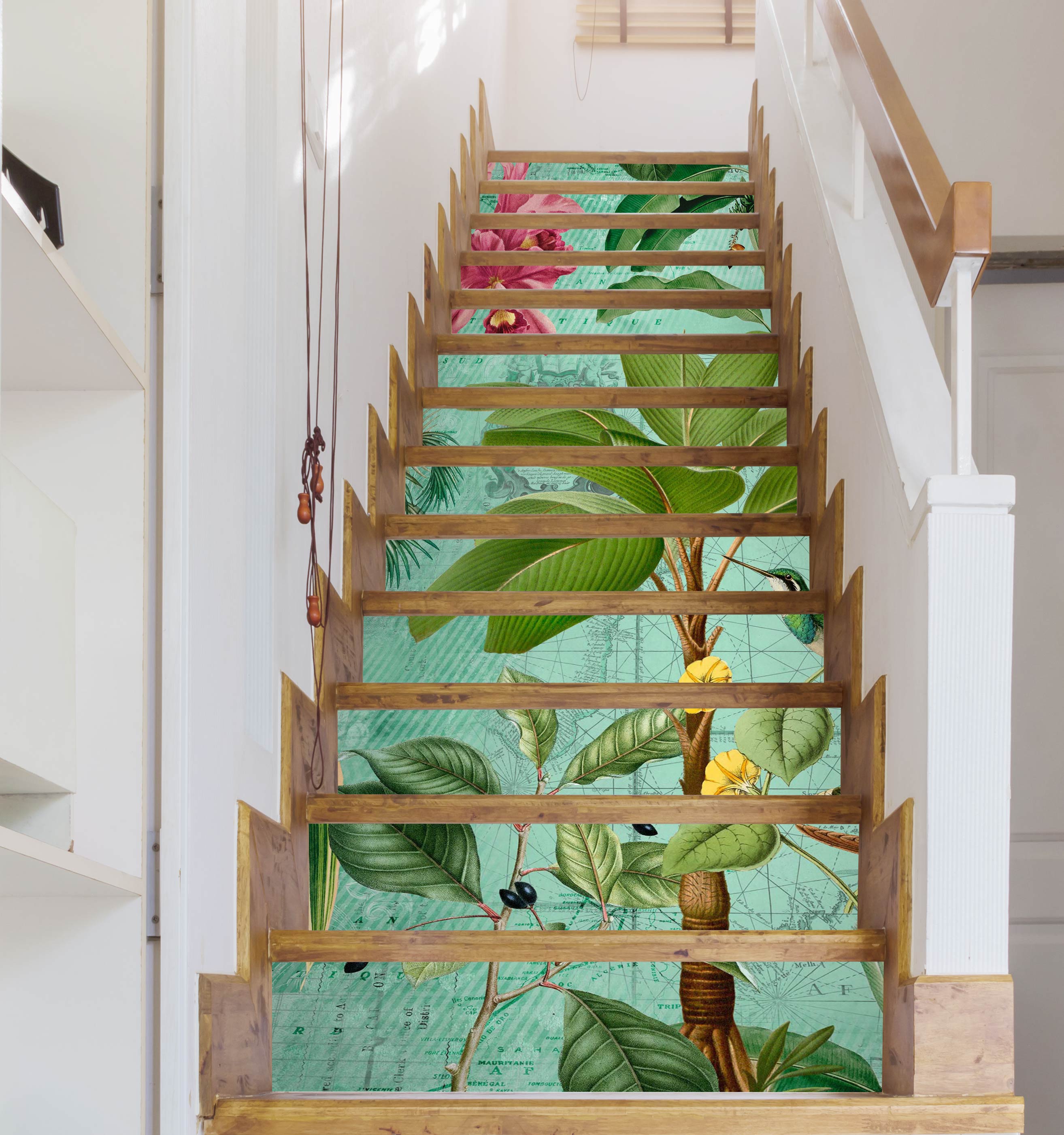 3D Green Leaves 104113 Andrea Haase Stair Risers