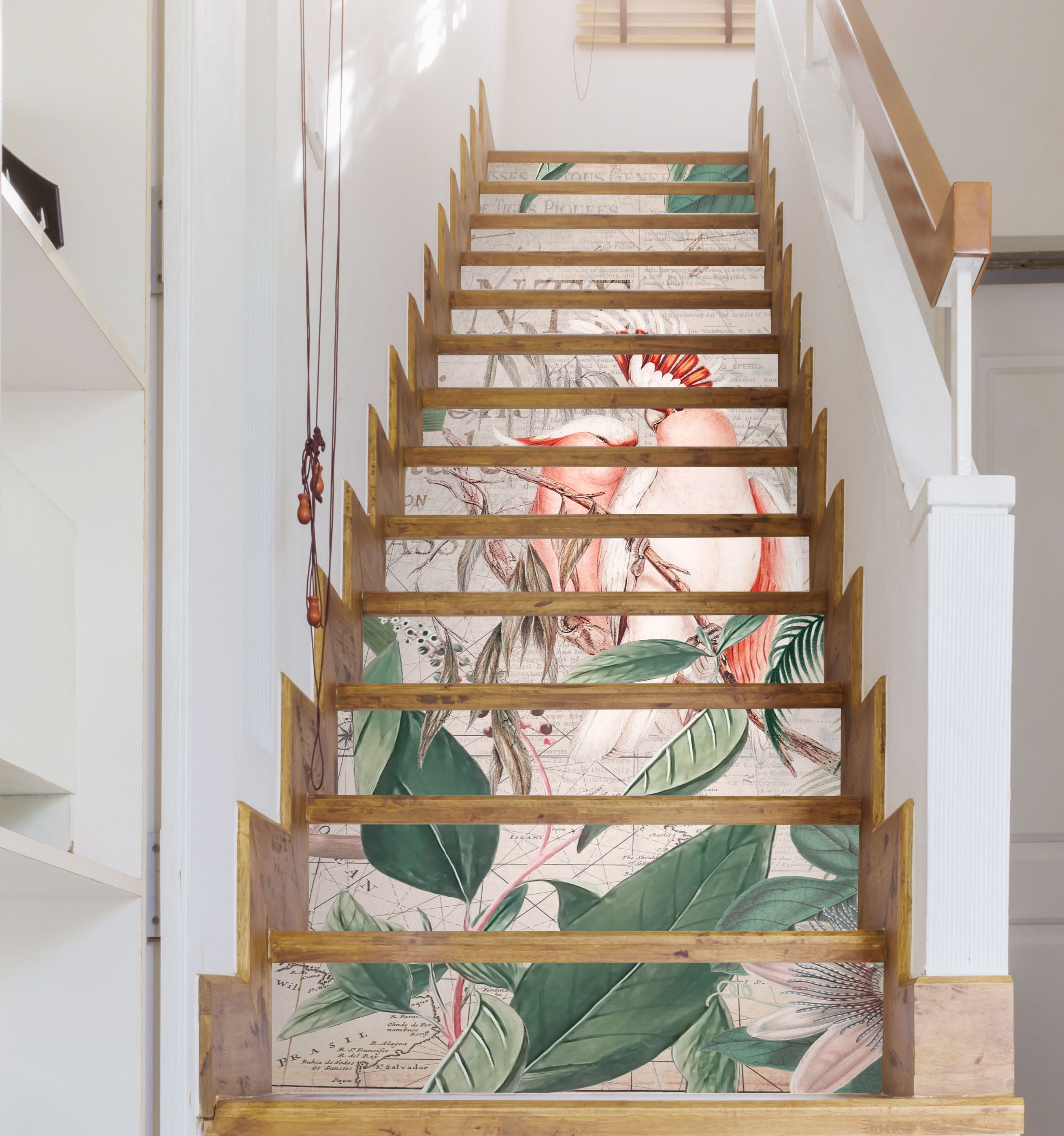 3D Leaves Pink Parrot 11040 Andrea Haase Stair Risers