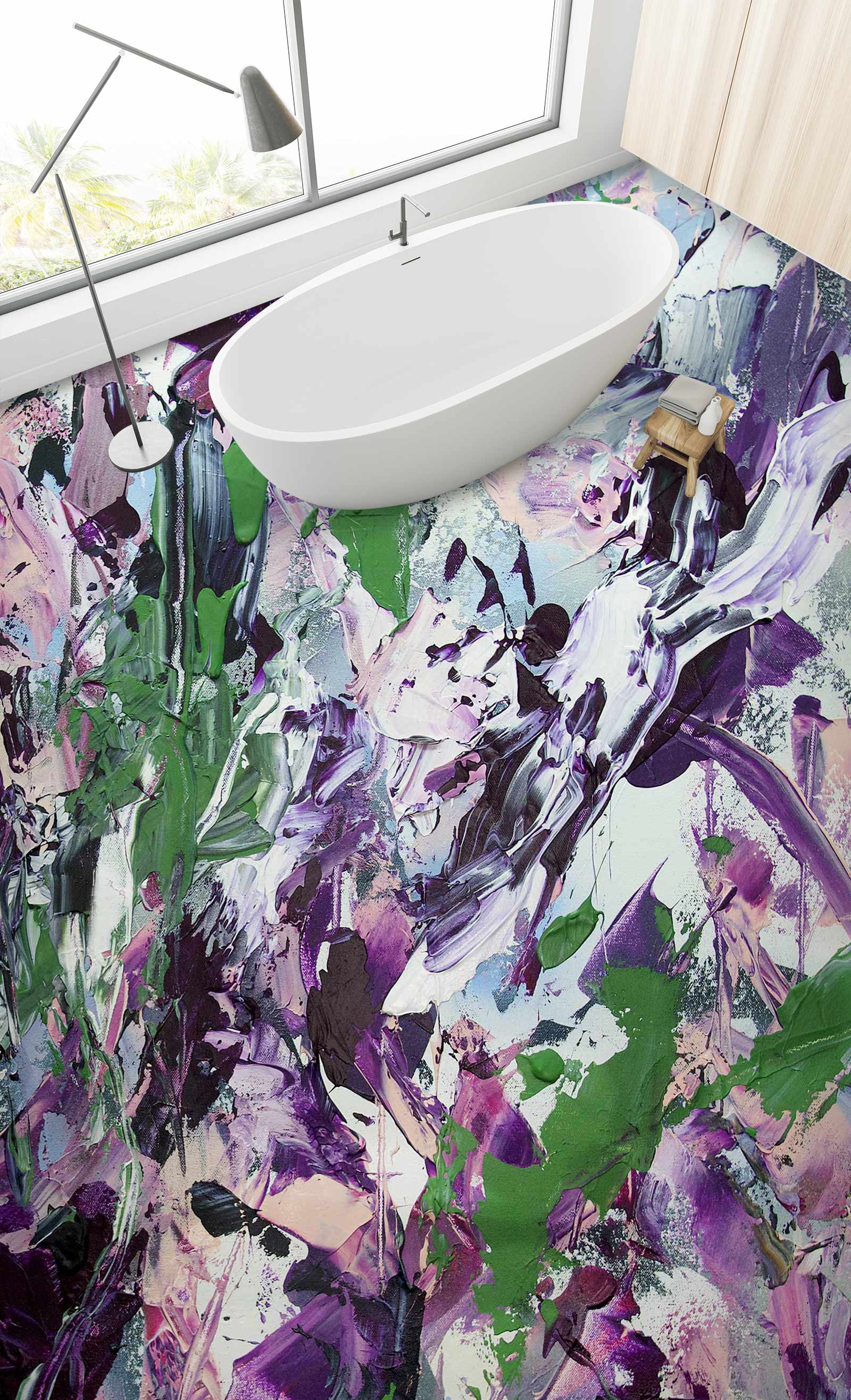 3D Green Purple Paint Pattern 96111 Allan P. Friedlander Floor Mural  Wallpaper Murals Self-Adhesive Removable Print Epoxy