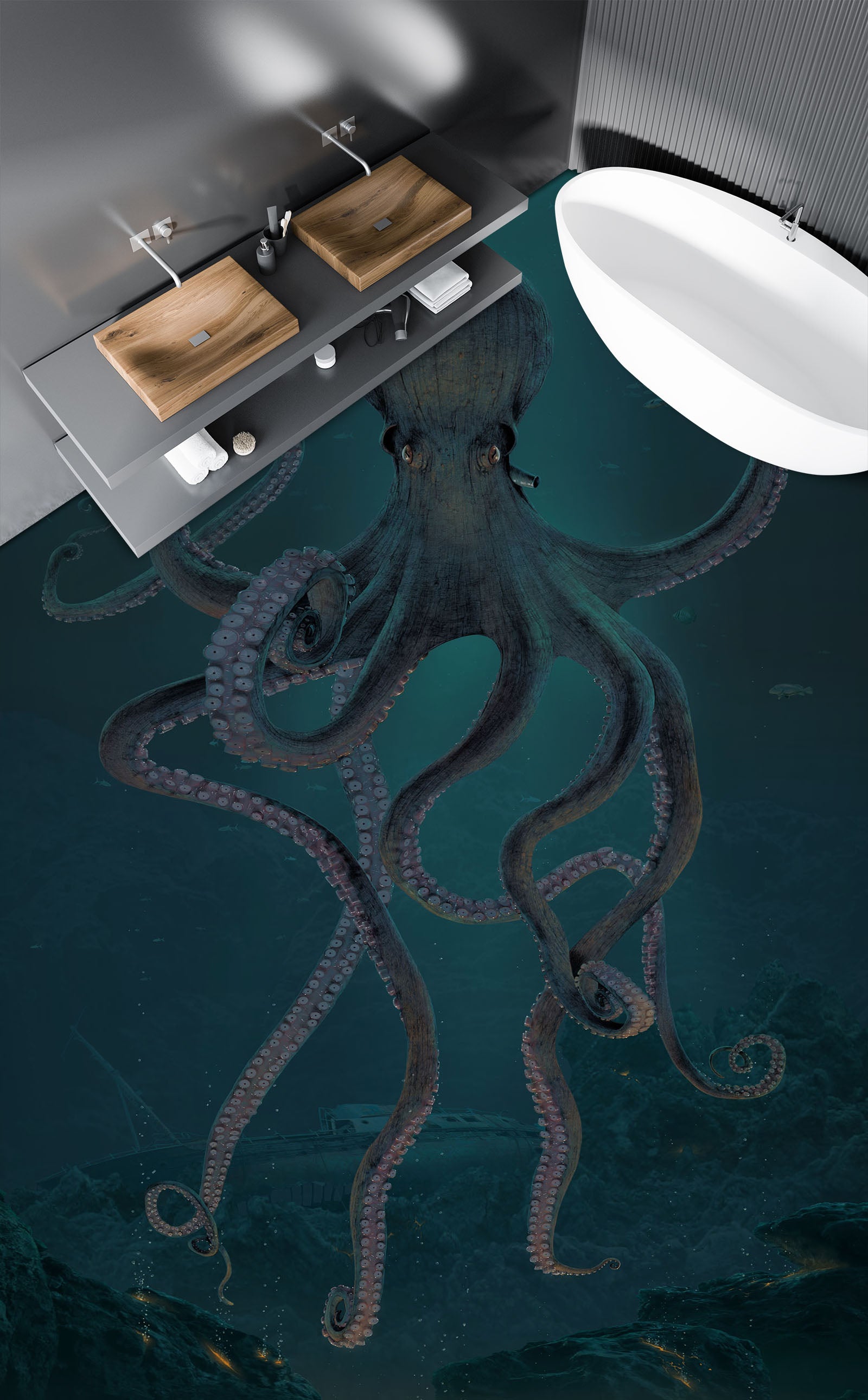 3D Octopus 98180 Vincent Floor Mural  Wallpaper Murals Self-Adhesive Removable Print Epoxy