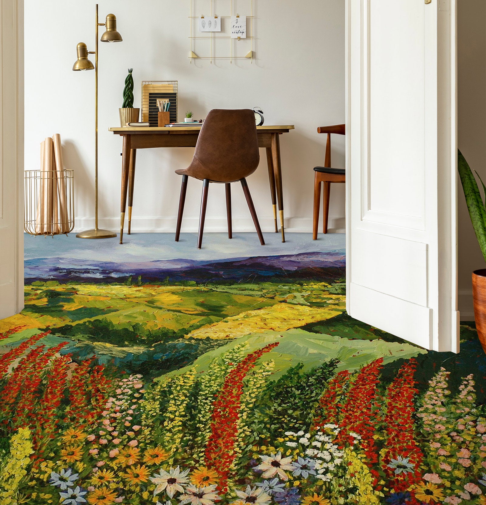 3D Lawn Hillside Flowers 9540 Allan P. Friedlander Floor Mural  Wallpaper Murals Self-Adhesive Removable Print Epoxy